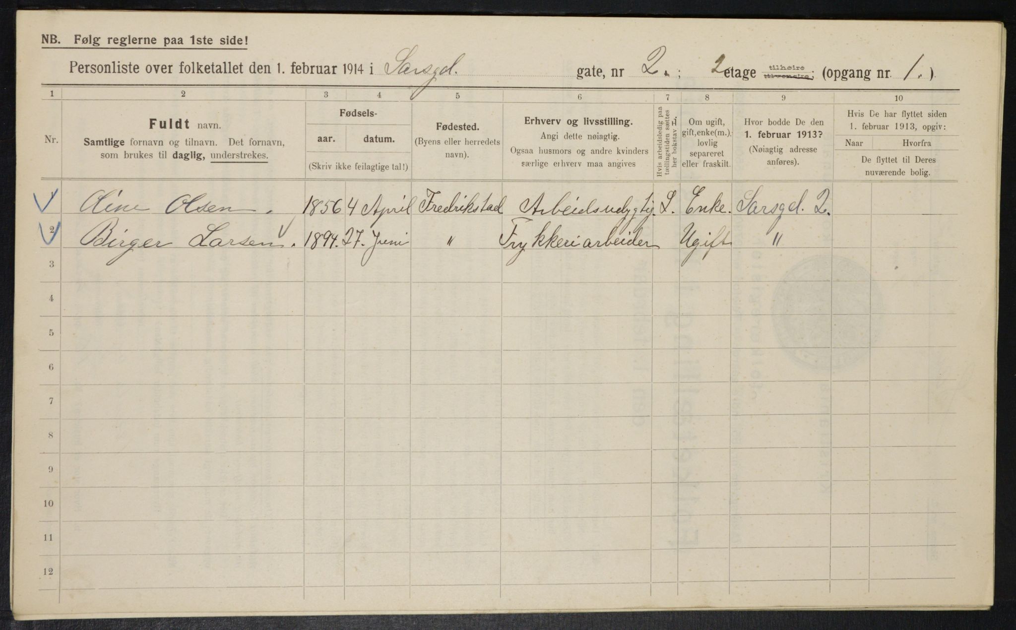 OBA, Municipal Census 1914 for Kristiania, 1914, p. 89047