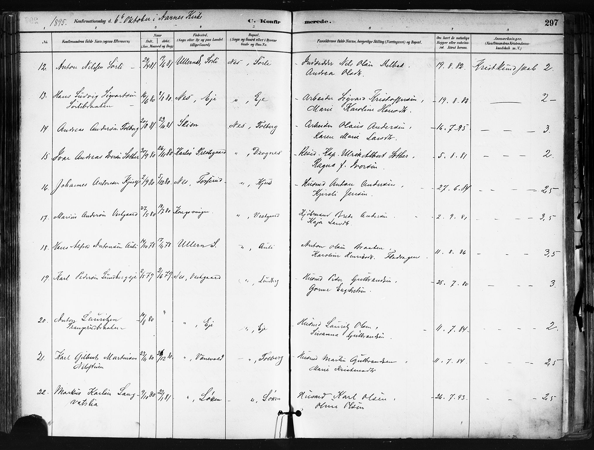 Nes prestekontor Kirkebøker, AV/SAO-A-10410/F/Fa/L0010: Parish register (official) no. I 10, 1883-1898, p. 297