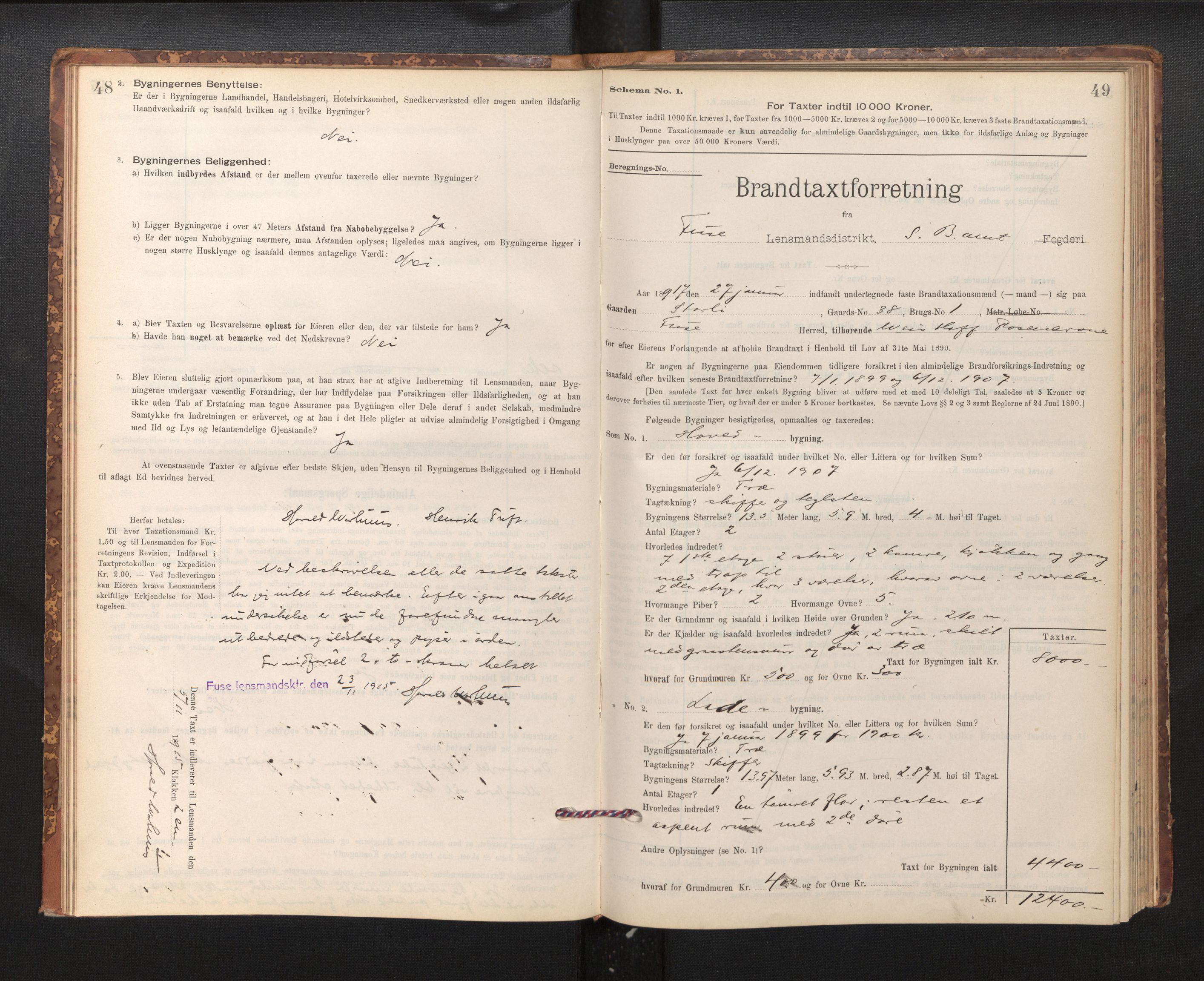 Lensmannen i Fusa, SAB/A-32401/1/0012/L0003: Branntakstprotokoll, skjematakst, 1895-1950, p. 48-49