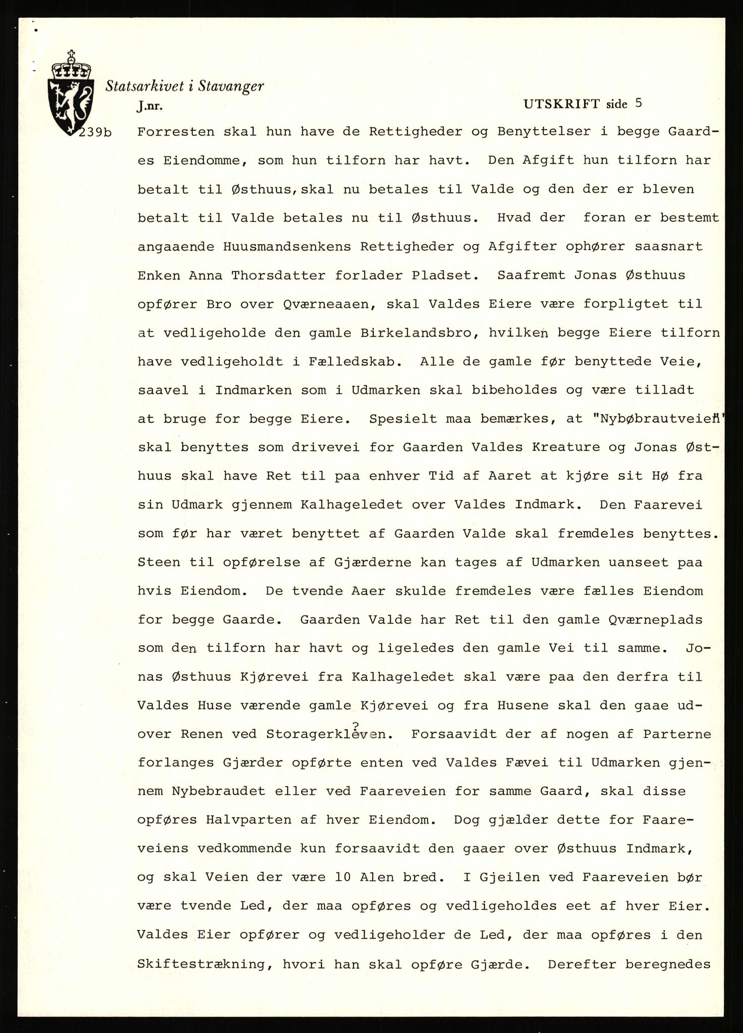 Statsarkivet i Stavanger, AV/SAST-A-101971/03/Y/Yj/L0091: Avskrifter sortert etter gårdsnavn: Ur - Vareberg, 1750-1930, p. 545