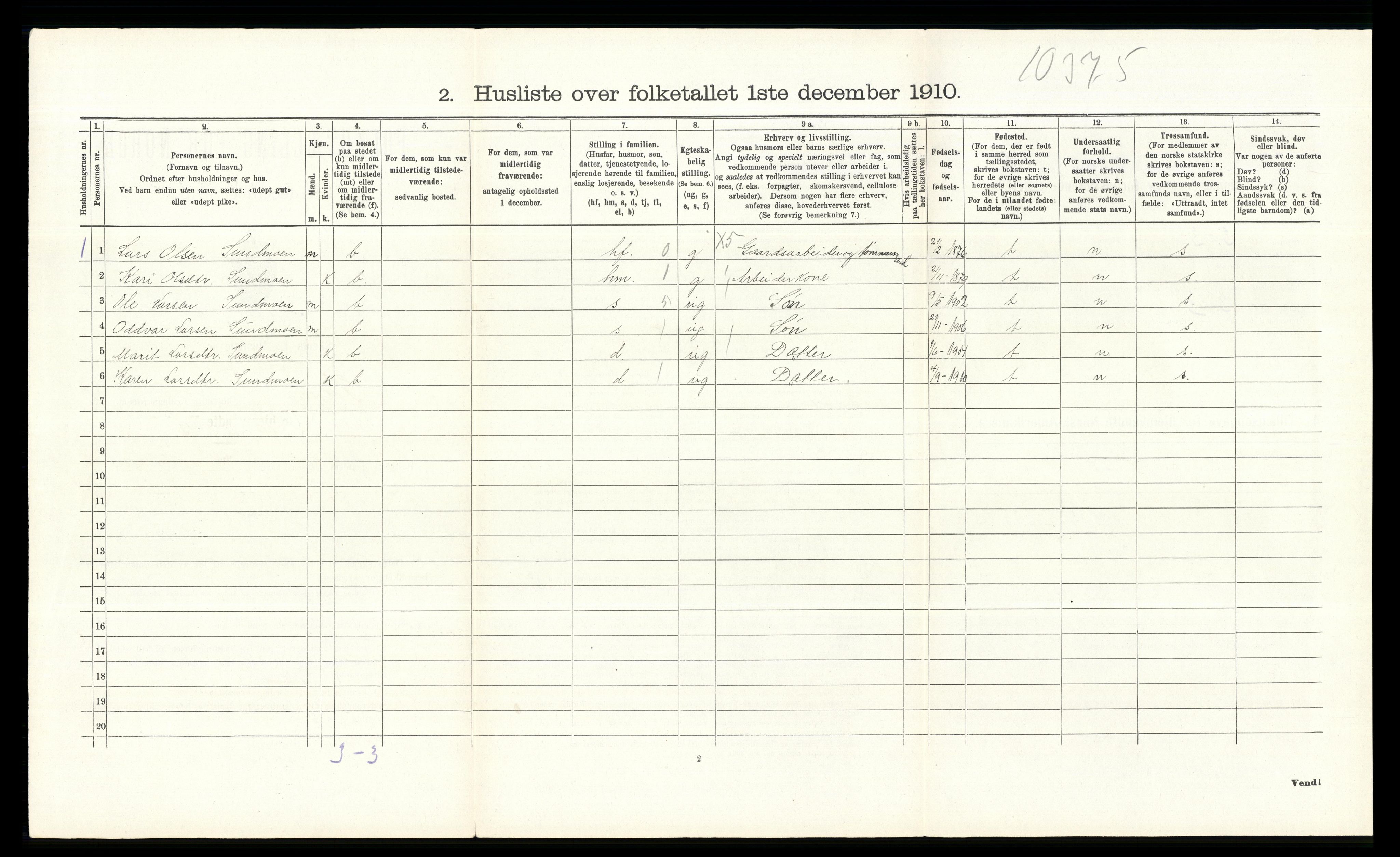 RA, 1910 census for Tolga, 1910, p. 279