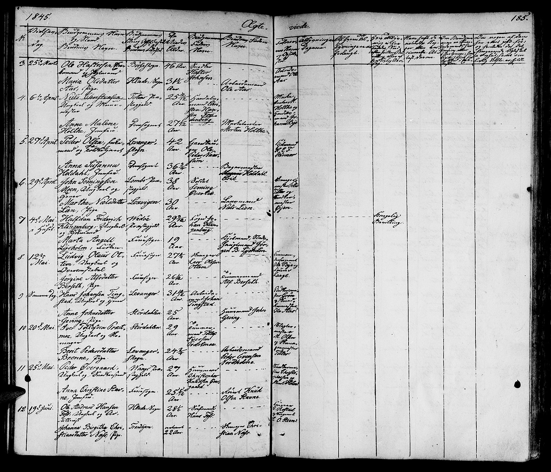 Ministerialprotokoller, klokkerbøker og fødselsregistre - Sør-Trøndelag, SAT/A-1456/602/L0136: Parish register (copy) no. 602C04, 1833-1845, p. 185