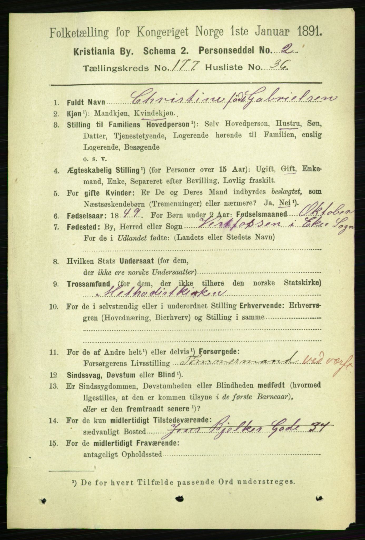 RA, 1891 census for 0301 Kristiania, 1891, p. 107044