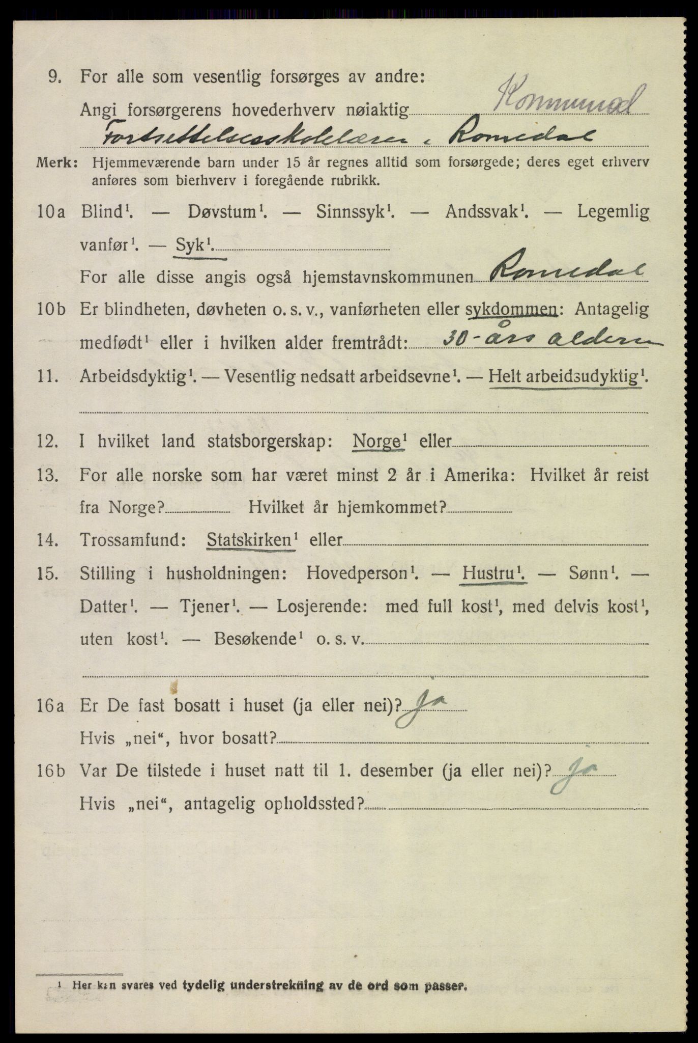 SAH, 1920 census for Romedal, 1920, p. 8702