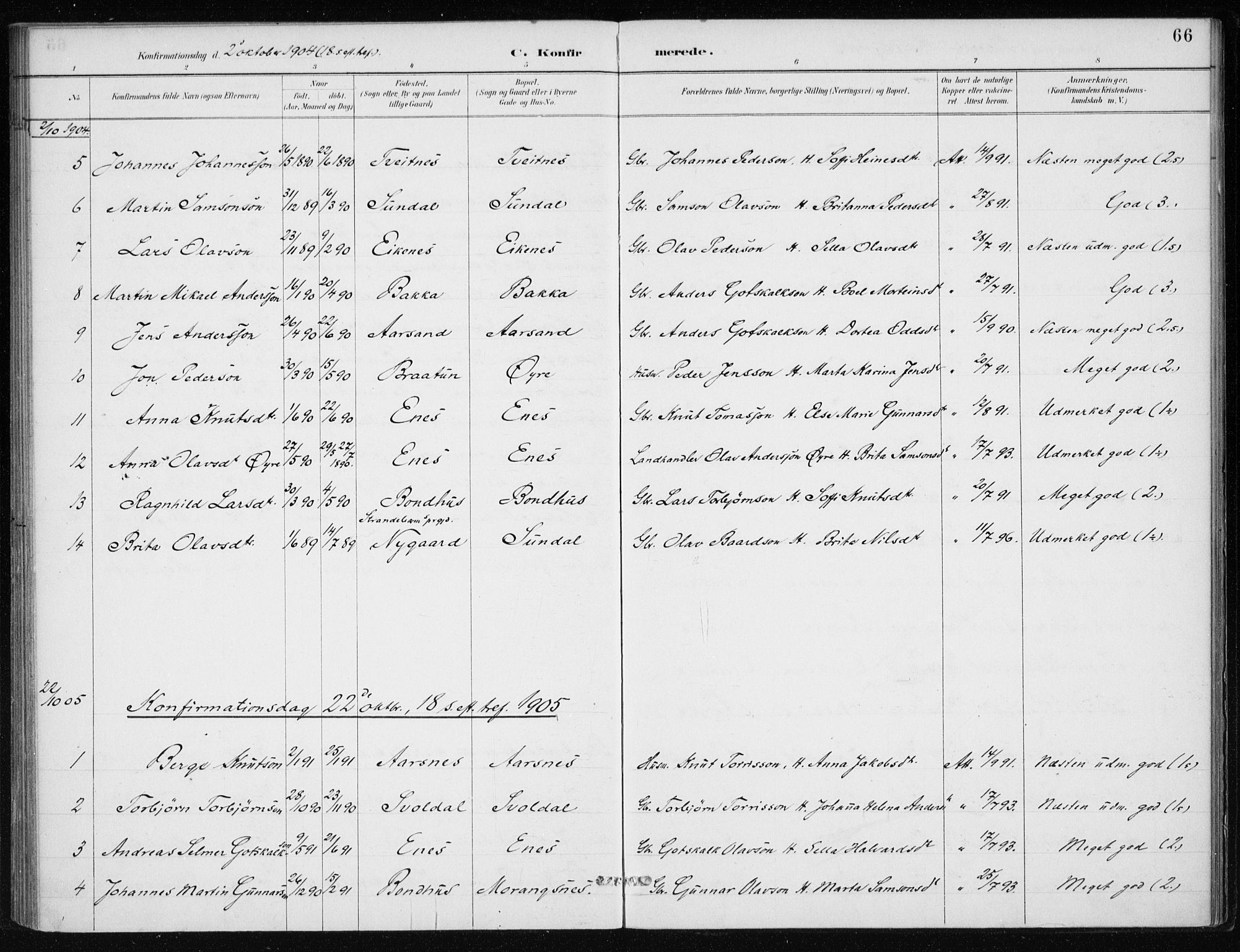 Kvinnherad sokneprestembete, SAB/A-76401/H/Haa: Parish register (official) no. F 1, 1887-1912, p. 66