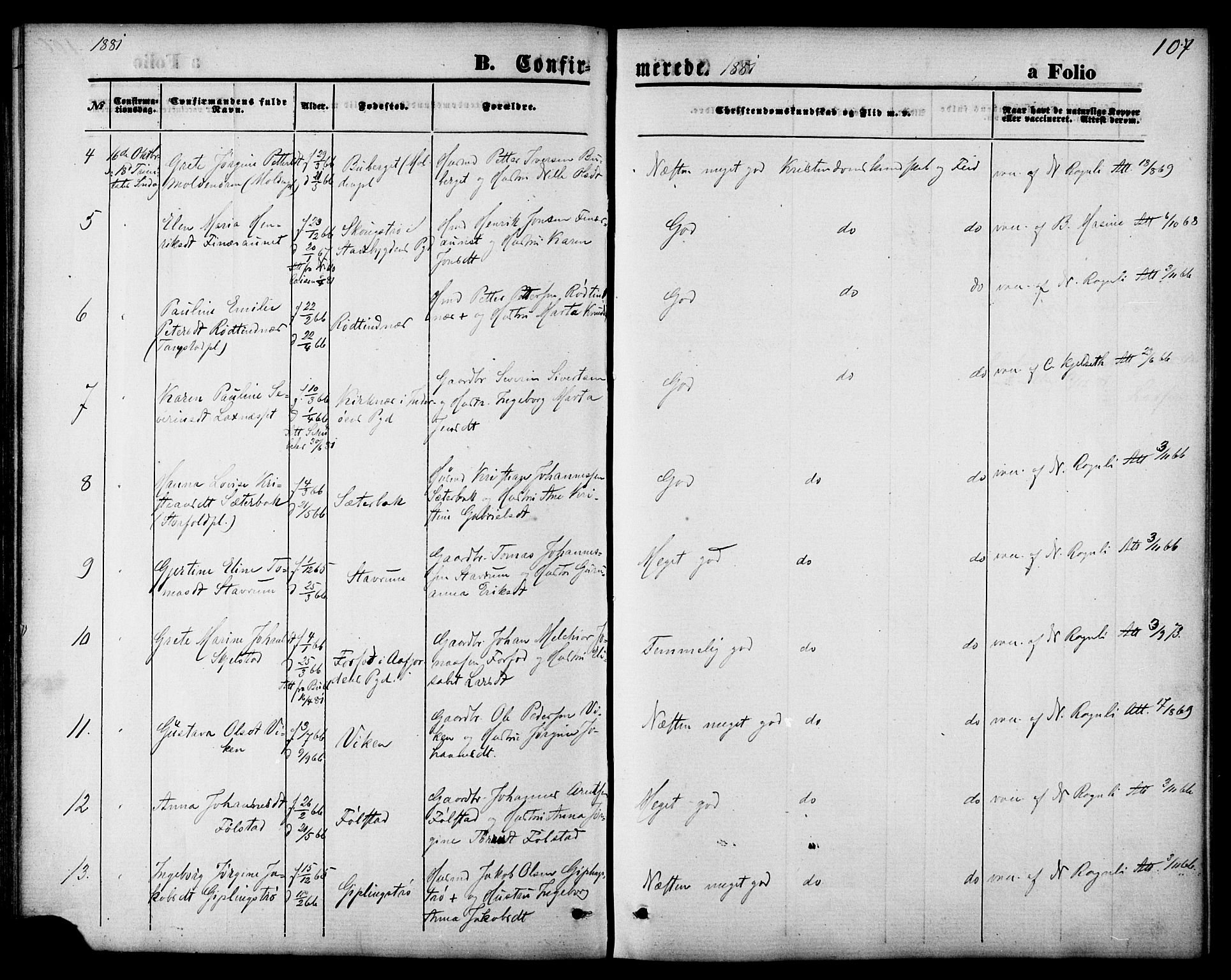 Ministerialprotokoller, klokkerbøker og fødselsregistre - Nord-Trøndelag, AV/SAT-A-1458/744/L0419: Parish register (official) no. 744A03, 1867-1881, p. 107