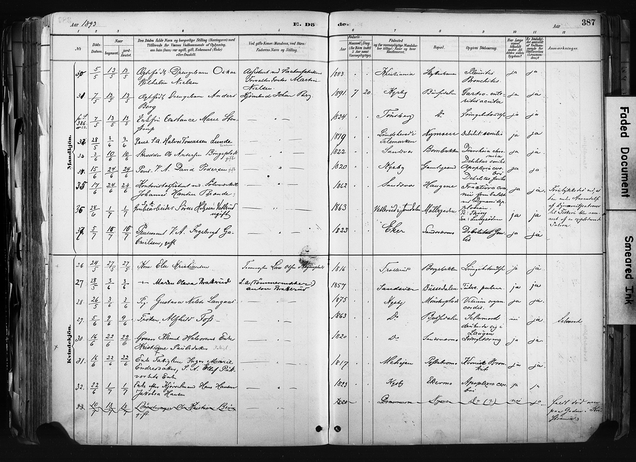 Kongsberg kirkebøker, AV/SAKO-A-22/F/Fb/L0002: Parish register (official) no. II 2, 1886-1896, p. 387