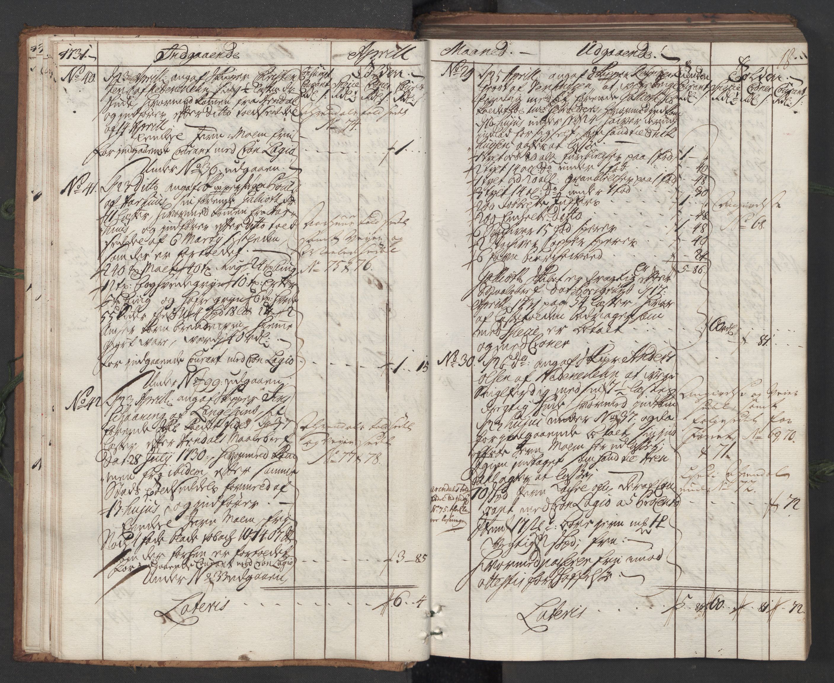 Generaltollkammeret, tollregnskaper, AV/RA-EA-5490/R12/L0007/0001: Tollregnskaper Langesund / Hovedtollbok, 1731, p. 17b-18a