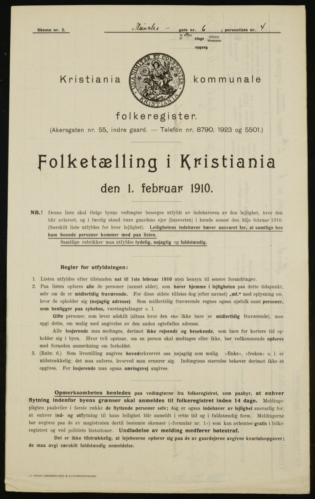 OBA, Municipal Census 1910 for Kristiania, 1910, p. 64451