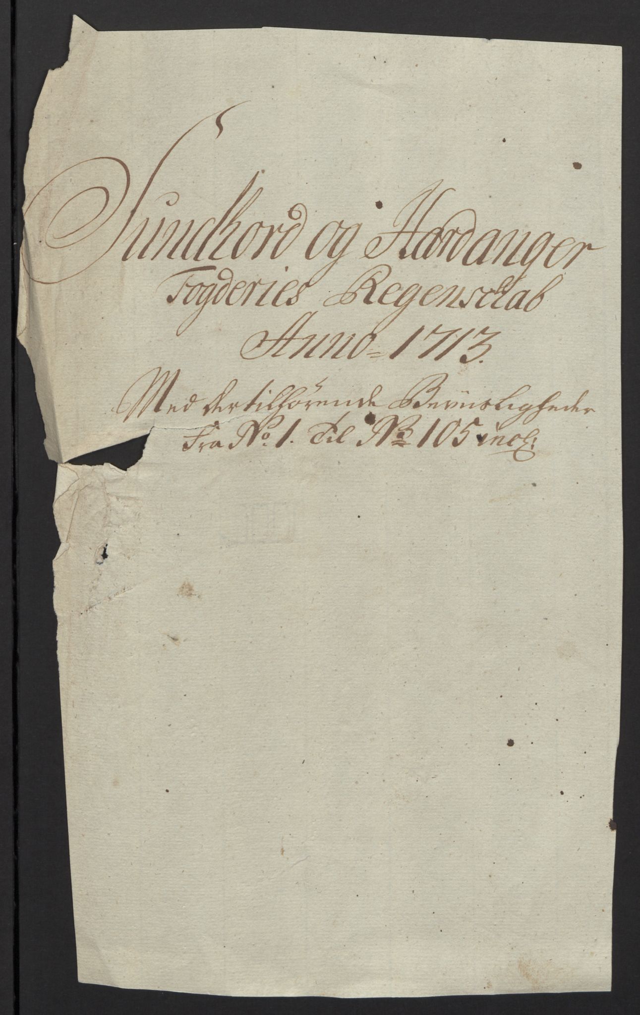 Rentekammeret inntil 1814, Reviderte regnskaper, Fogderegnskap, AV/RA-EA-4092/R48/L2989: Fogderegnskap Sunnhordland og Hardanger, 1713, p. 3