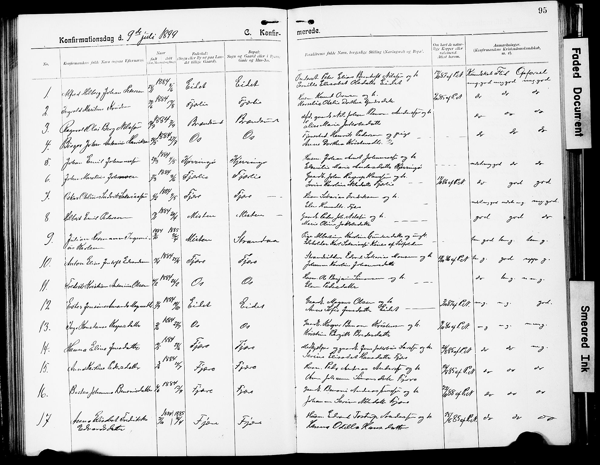 Ministerialprotokoller, klokkerbøker og fødselsregistre - Nordland, SAT/A-1459/803/L0077: Parish register (copy) no. 803C04, 1897-1930, p. 95