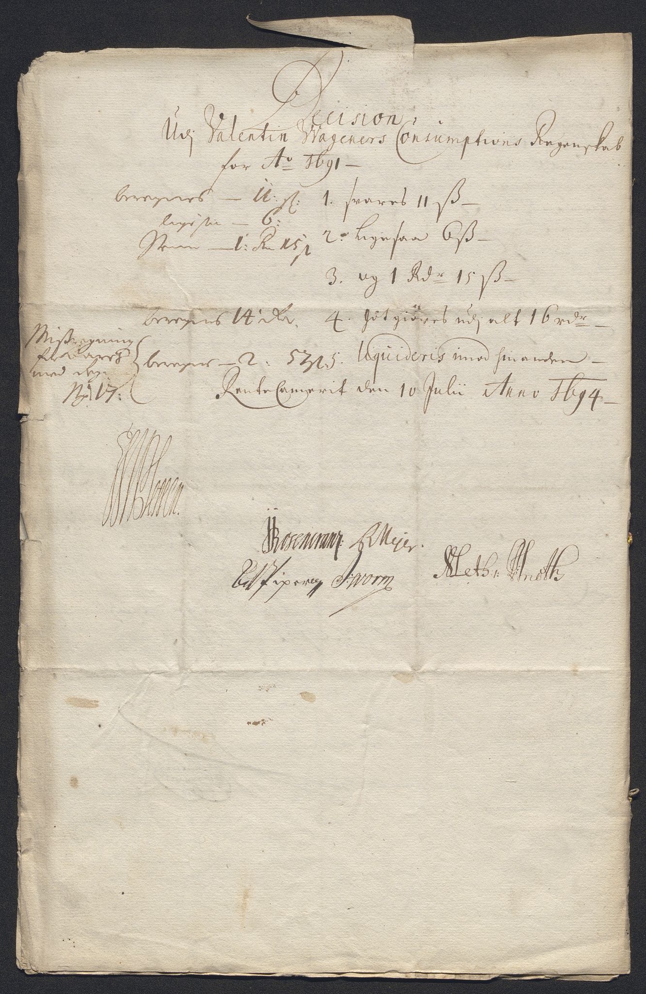 Rentekammeret inntil 1814, Reviderte regnskaper, Byregnskaper, AV/RA-EA-4066/R/Ro/L0333: [O25] Konsumpsjonsregnskap, 1690-1704, p. 83