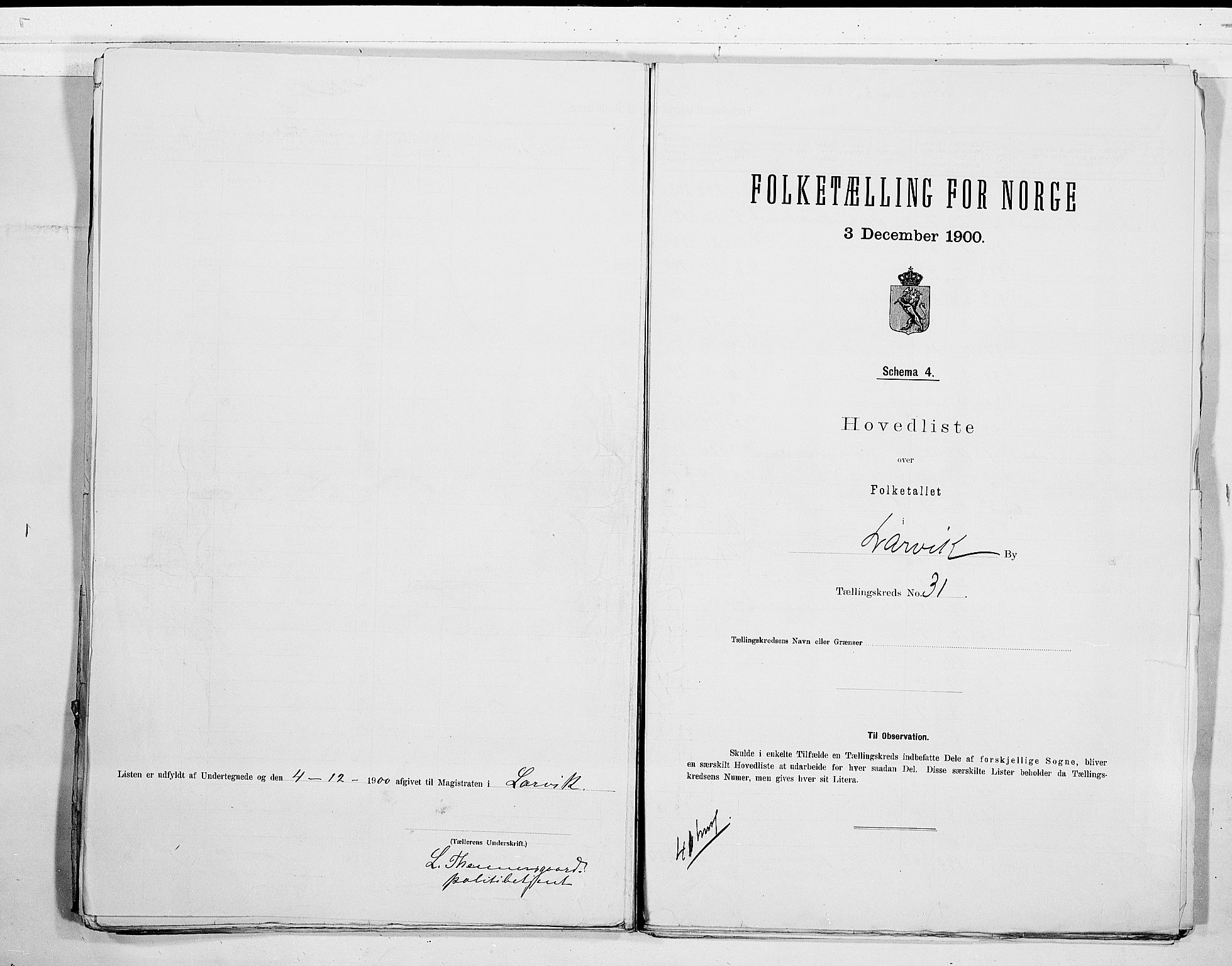 RA, 1900 census for Larvik, 1900, p. 64