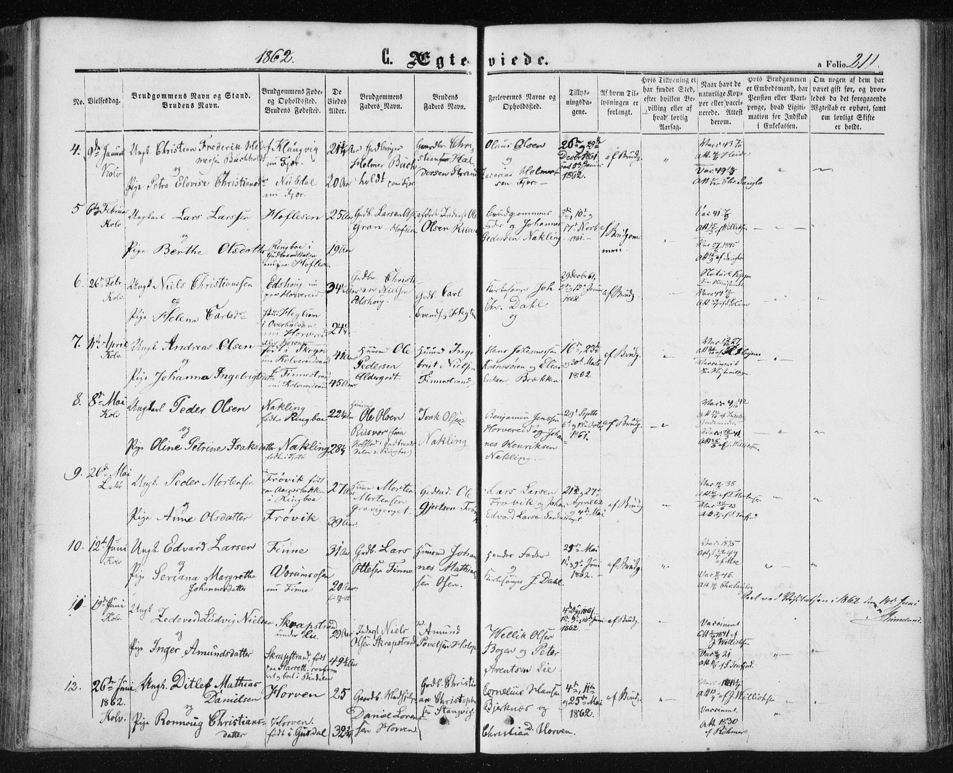 Ministerialprotokoller, klokkerbøker og fødselsregistre - Nord-Trøndelag, SAT/A-1458/780/L0641: Parish register (official) no. 780A06, 1857-1874, p. 211