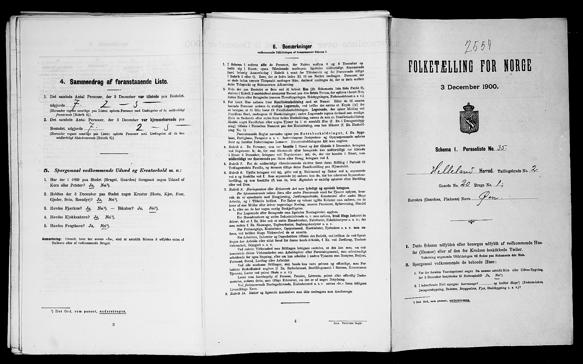 SAST, 1900 census for Helleland, 1900, p. 238