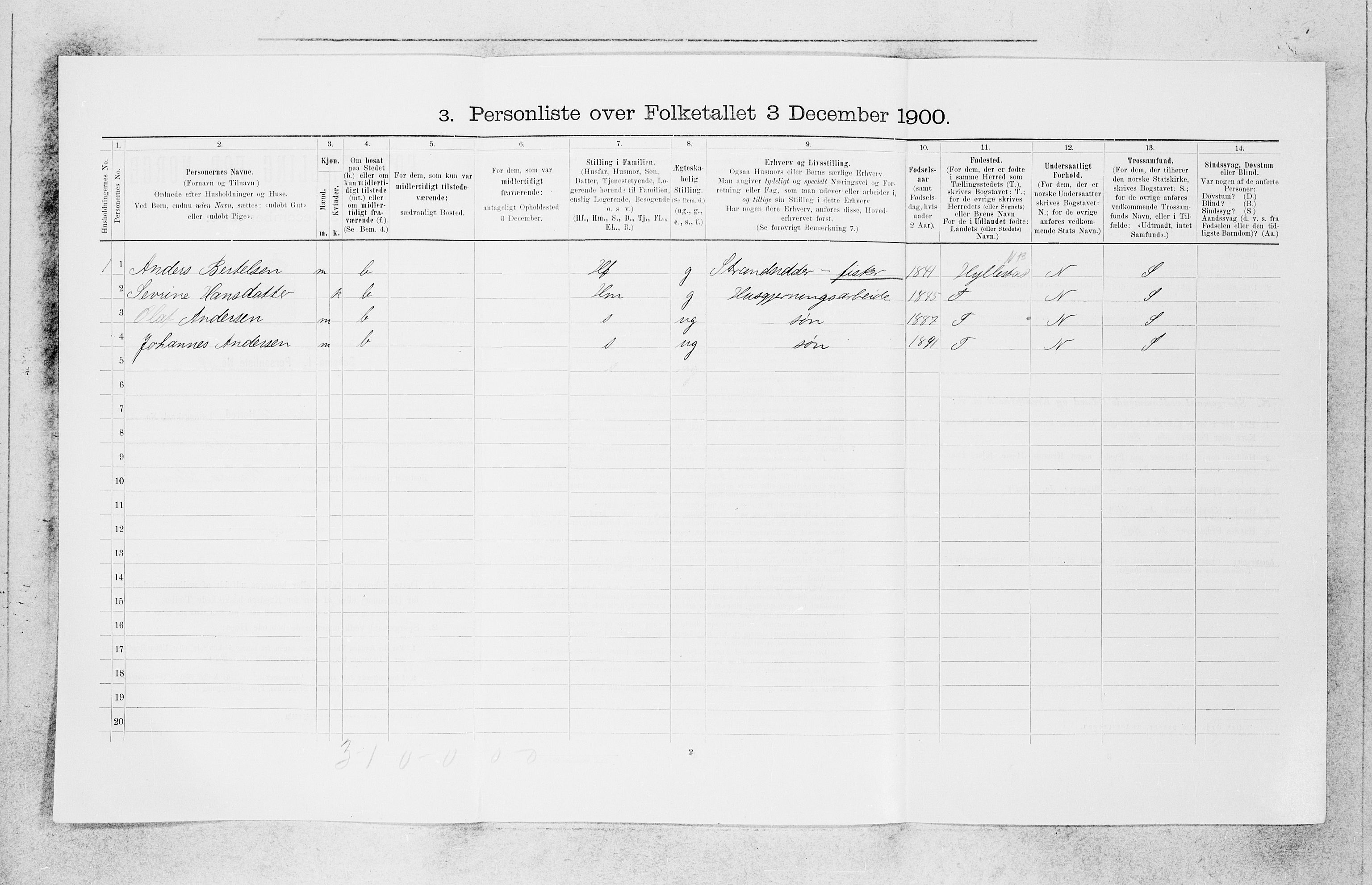 SAB, 1900 census for Askvoll, 1900, p. 736