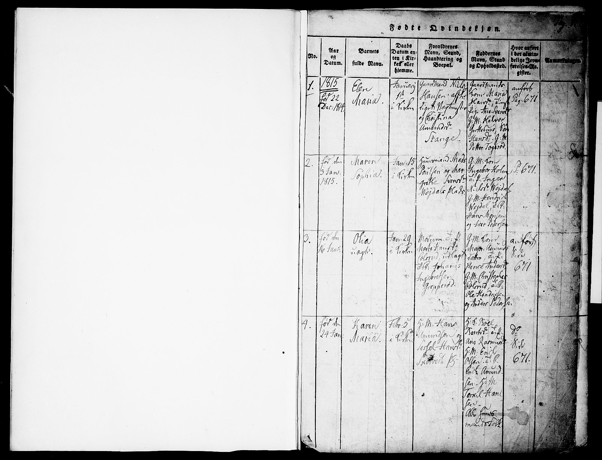 Våler prestekontor Kirkebøker, AV/SAO-A-11083/F/Fa/L0005: Parish register (official) no. I 5, 1815-1839, p. 0-1