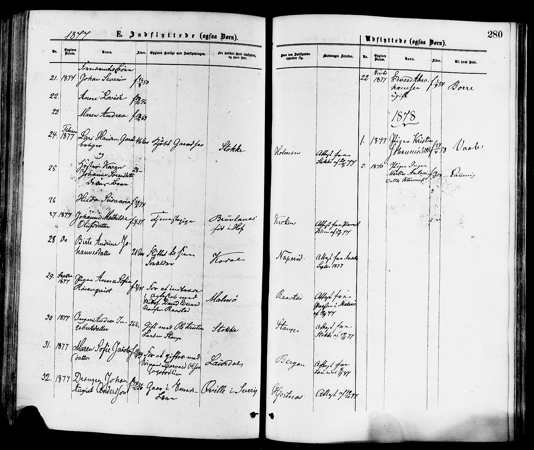 Sandar kirkebøker, SAKO/A-243/F/Fa/L0011: Parish register (official) no. 11, 1872-1882, p. 280