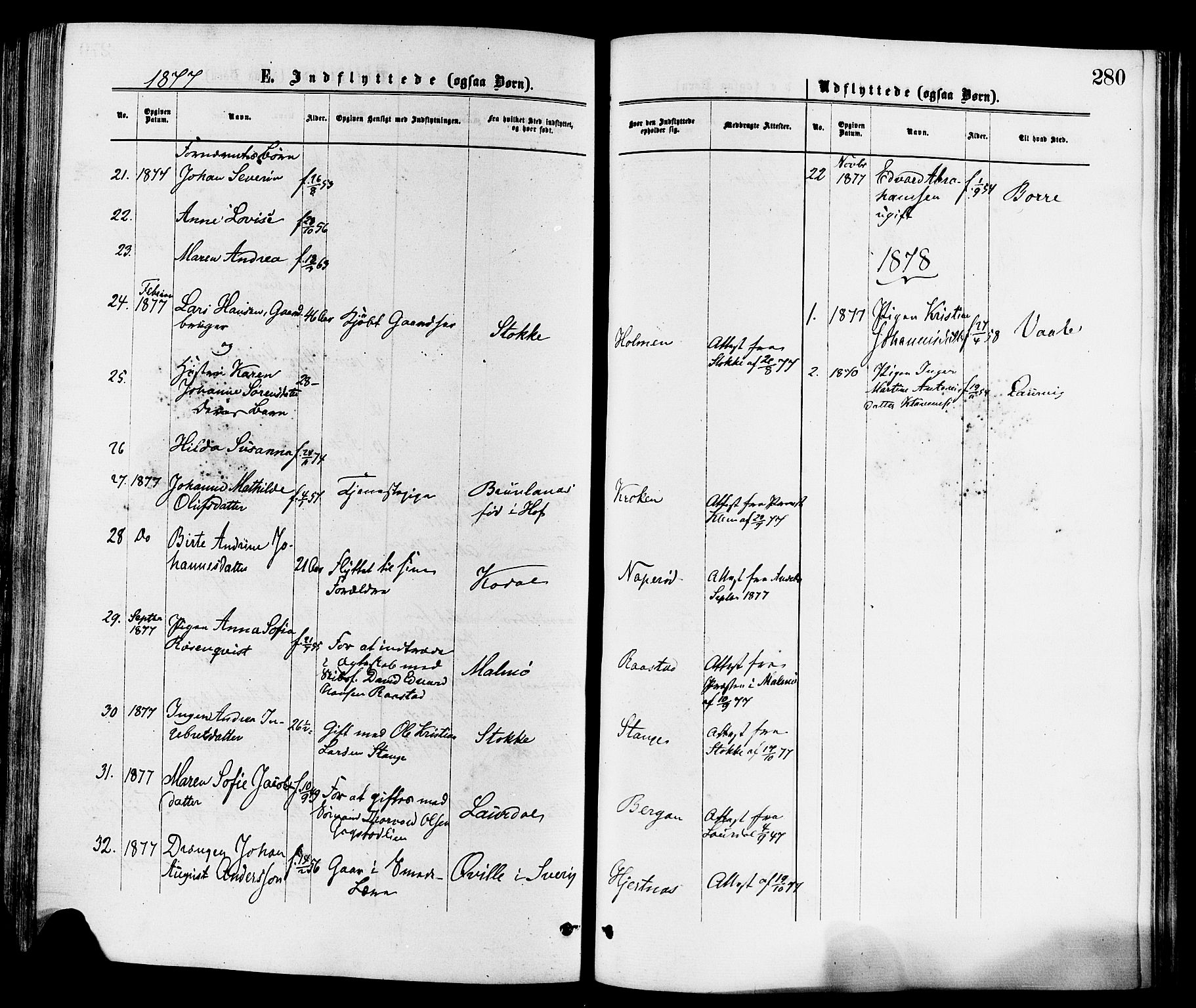 Sandar kirkebøker, AV/SAKO-A-243/F/Fa/L0011: Parish register (official) no. 11, 1872-1882, p. 280