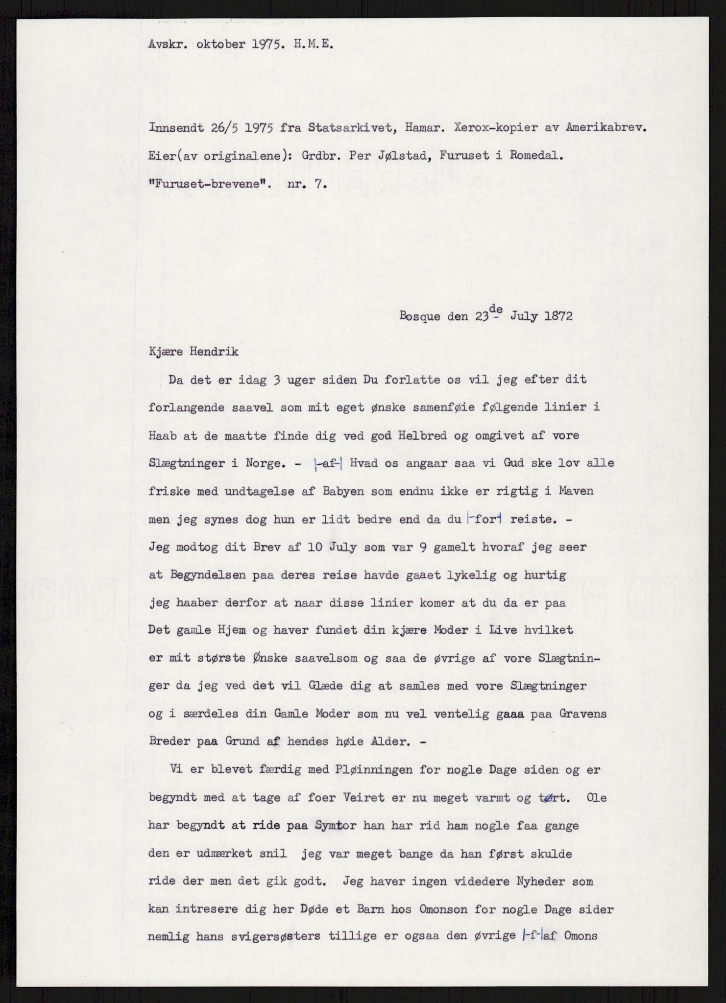 Samlinger til kildeutgivelse, Amerikabrevene, AV/RA-EA-4057/F/L0007: Innlån fra Hedmark: Berg - Furusetbrevene, 1838-1914, p. 517