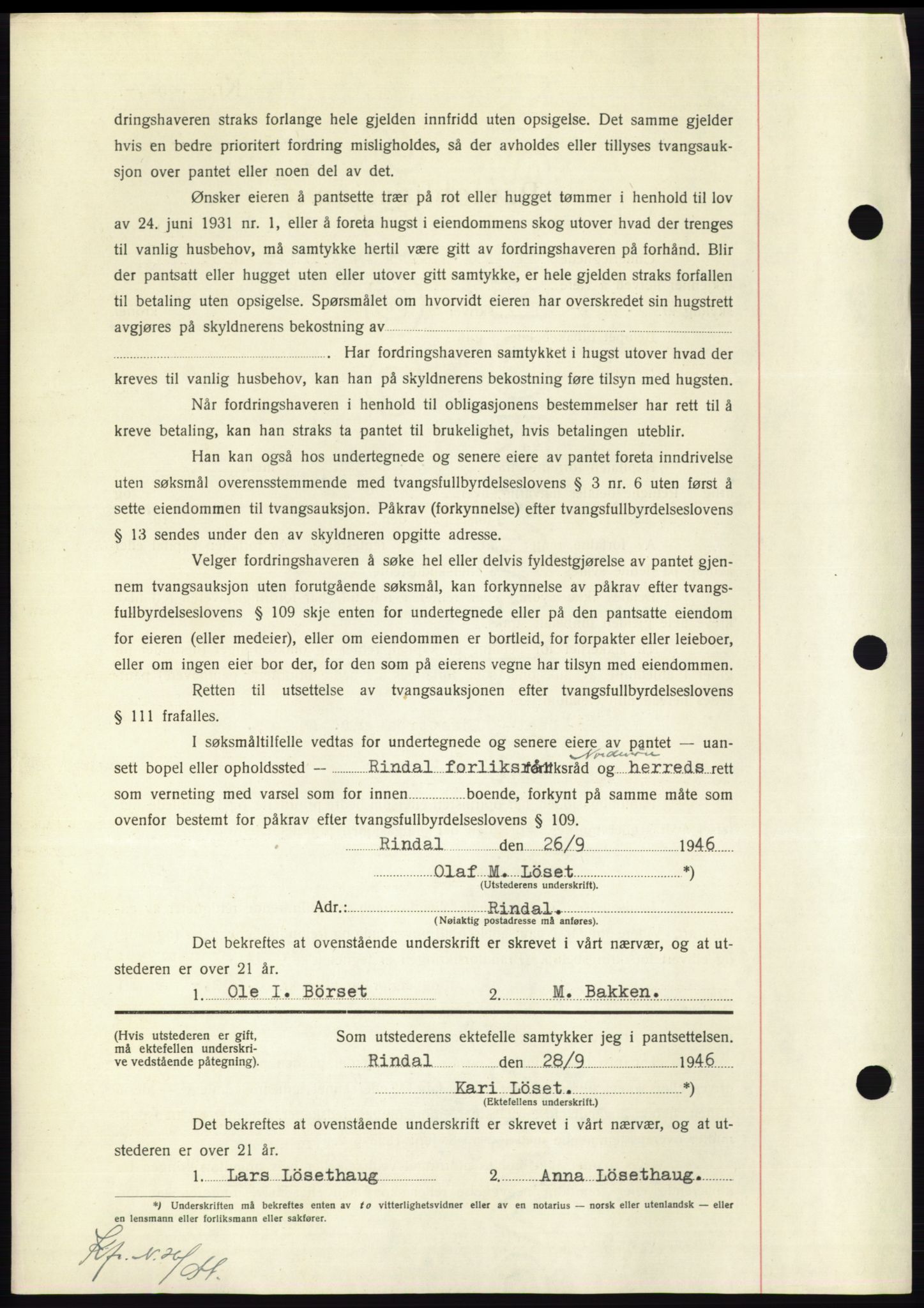 Nordmøre sorenskriveri, AV/SAT-A-4132/1/2/2Ca: Mortgage book no. B95, 1946-1947, Diary no: : 1979/1946