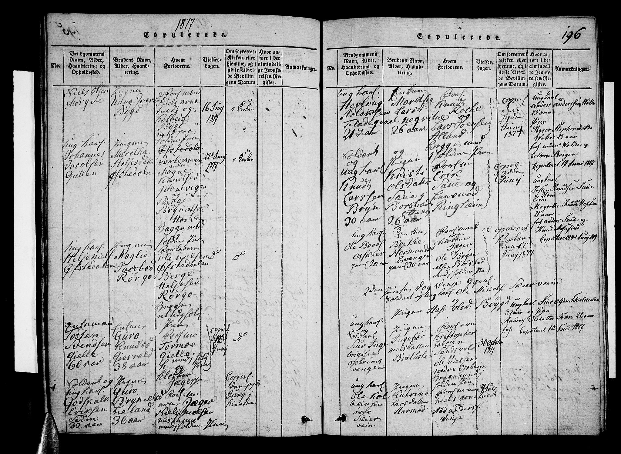 Voss sokneprestembete, SAB/A-79001/H/Hab: Parish register (copy) no. A 1, 1816-1818, p. 196