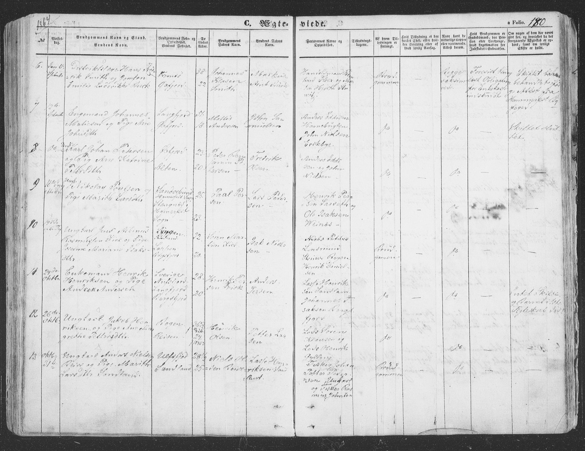 Loppa sokneprestkontor, SATØ/S-1339/H/Ha/L0004kirke: Parish register (official) no. 4, 1849-1868, p. 180