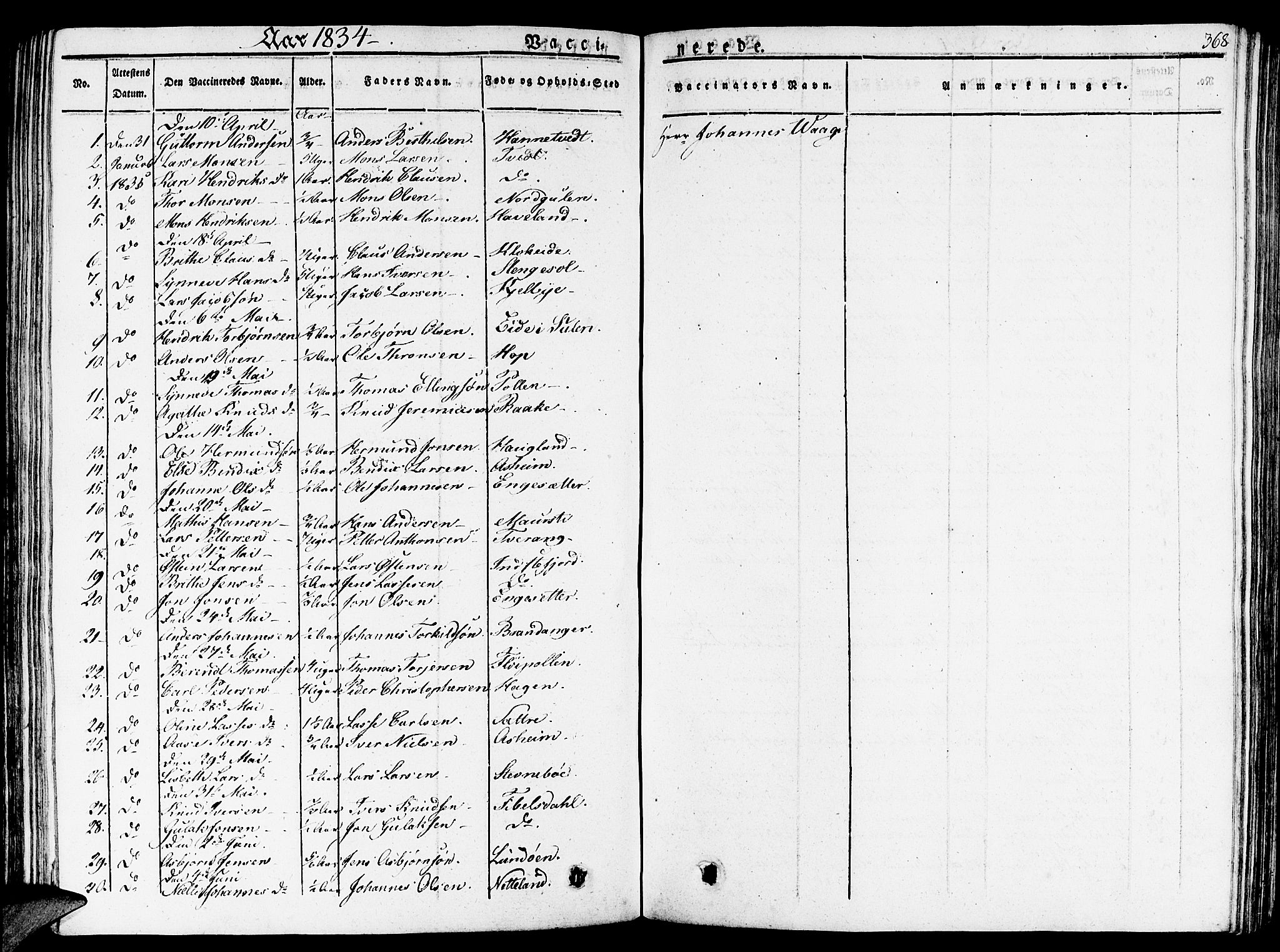 Gulen sokneprestembete, SAB/A-80201/H/Haa/Haaa/L0019: Parish register (official) no. A 19, 1826-1836, p. 368