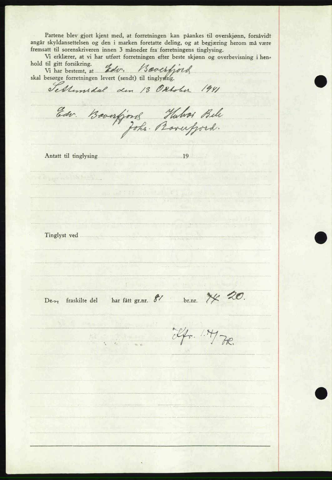 Nordmøre sorenskriveri, SAT/A-4132/1/2/2Ca: Mortgage book no. A96, 1943-1944, Diary no: : 2294/1943