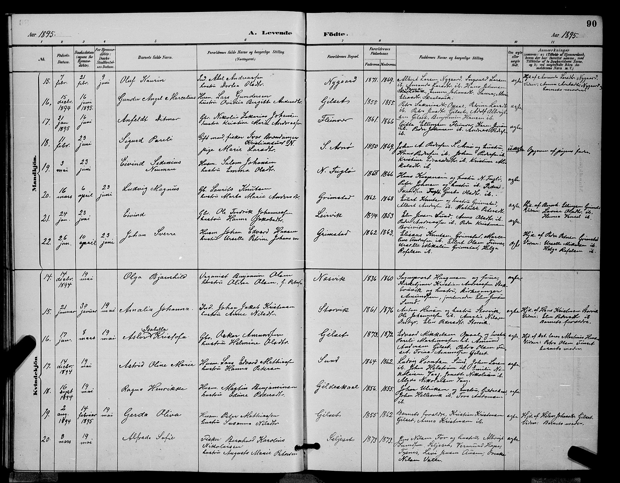 Ministerialprotokoller, klokkerbøker og fødselsregistre - Nordland, AV/SAT-A-1459/805/L0108: Parish register (copy) no. 805C04, 1885-1899, p. 90