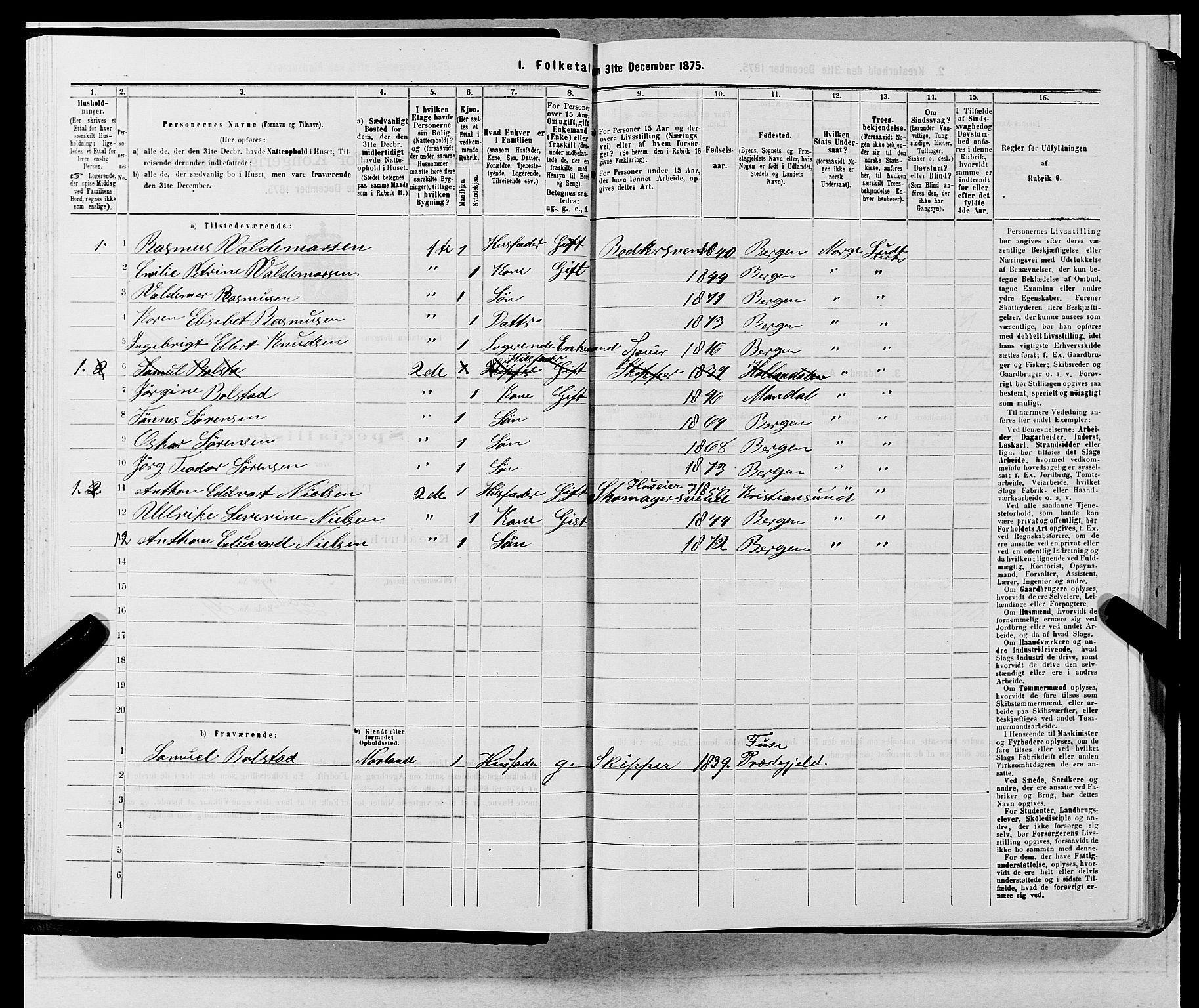 SAB, 1875 census for 1301 Bergen, 1875, p. 4939