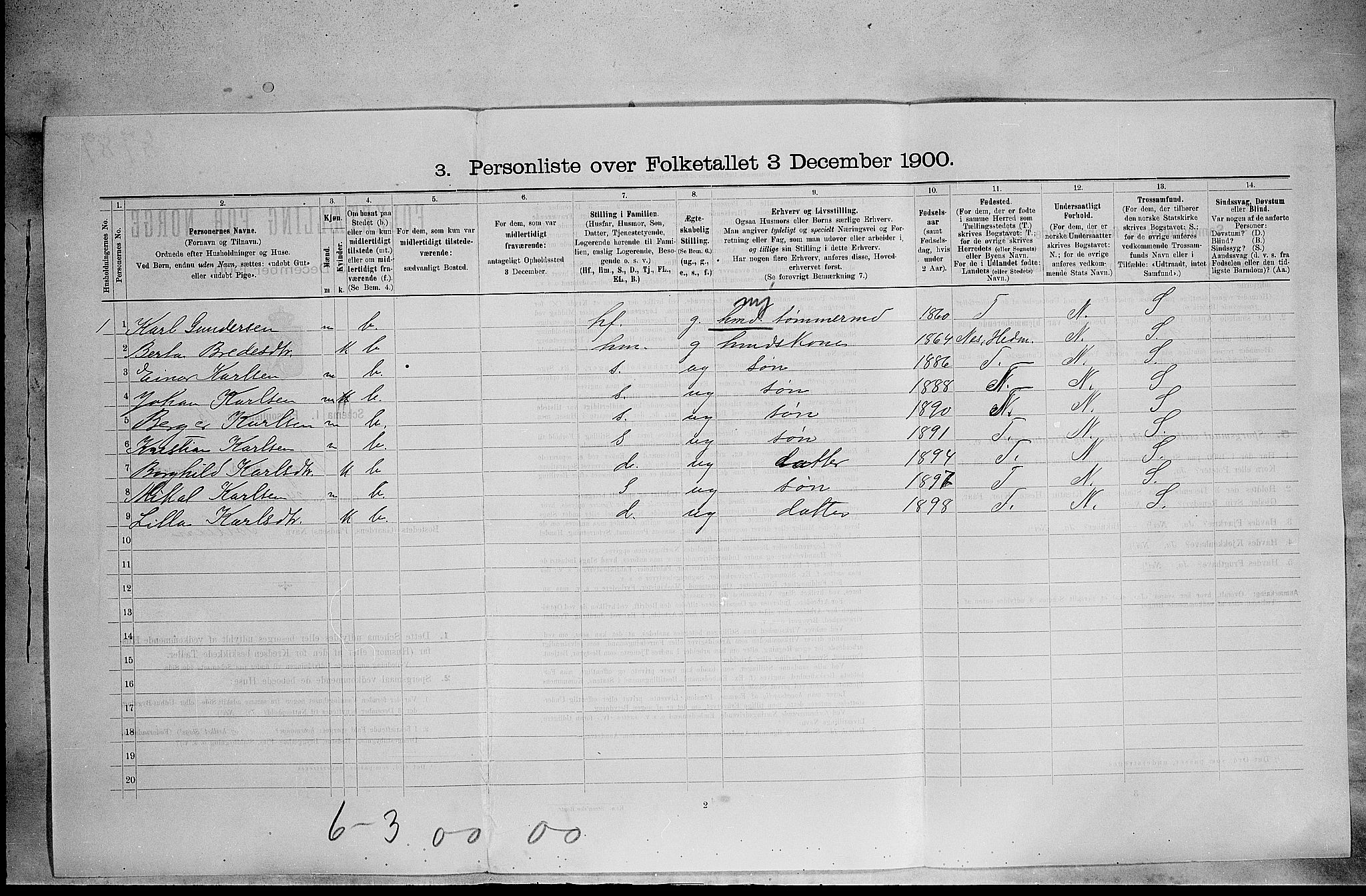 SAH, 1900 census for Vinger, 1900, p. 918