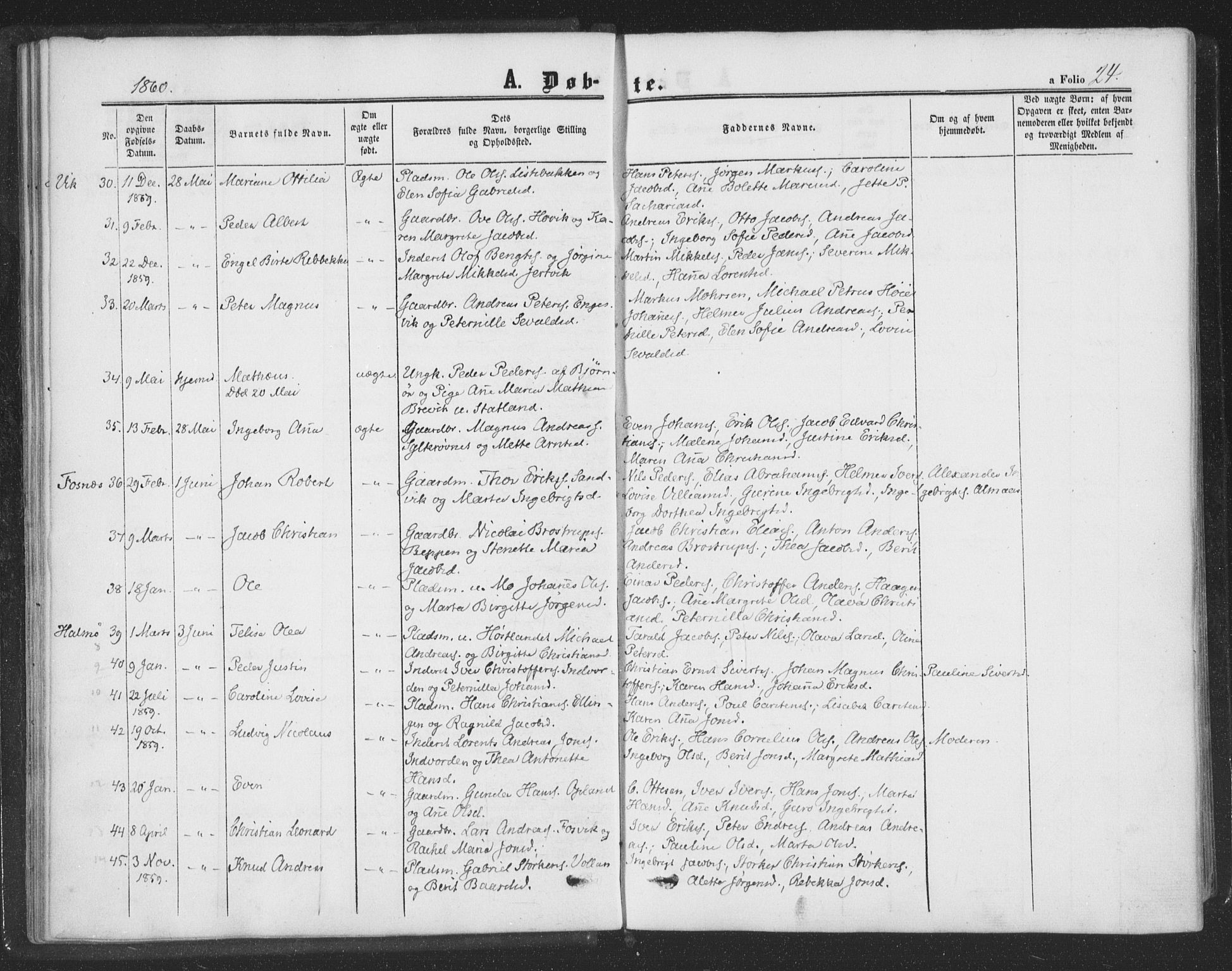 Ministerialprotokoller, klokkerbøker og fødselsregistre - Nord-Trøndelag, AV/SAT-A-1458/773/L0615: Parish register (official) no. 773A06, 1857-1870, p. 24