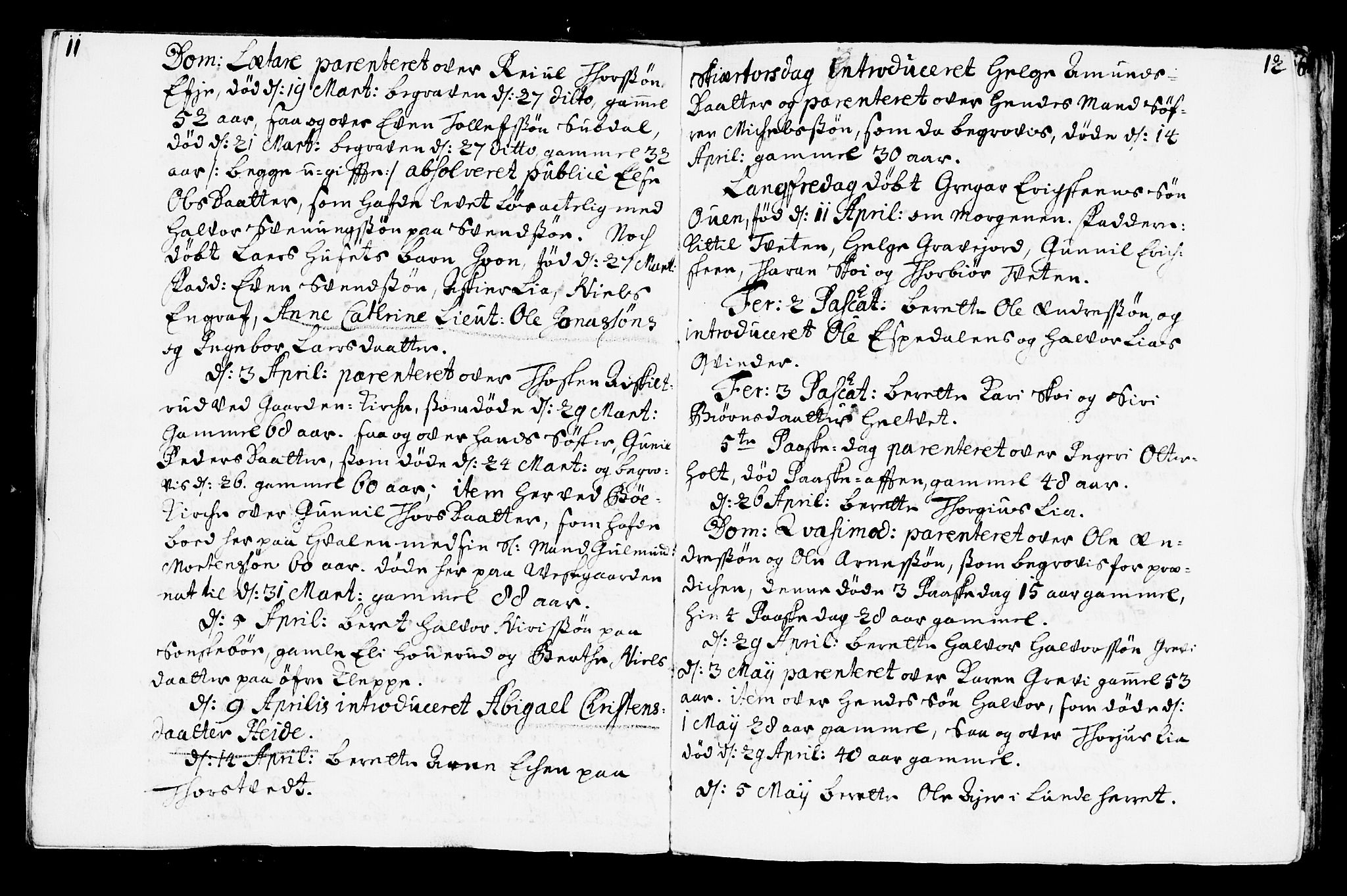Bø kirkebøker, SAKO/A-257/F/Fa/L0001: Parish register (official) no. 1, 1689-1699, p. 11-12