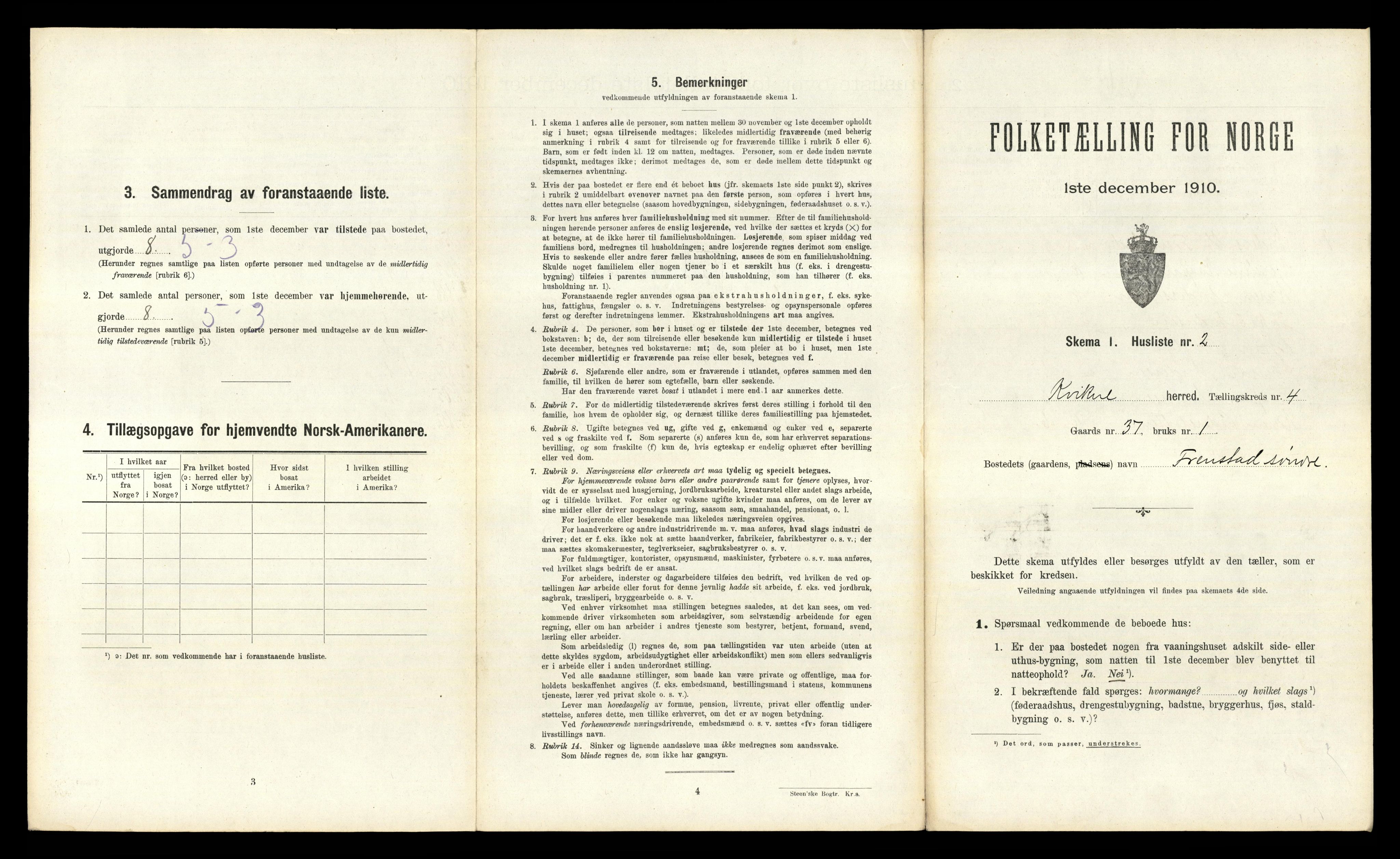 RA, 1910 census for Kvikne, 1910, p. 267