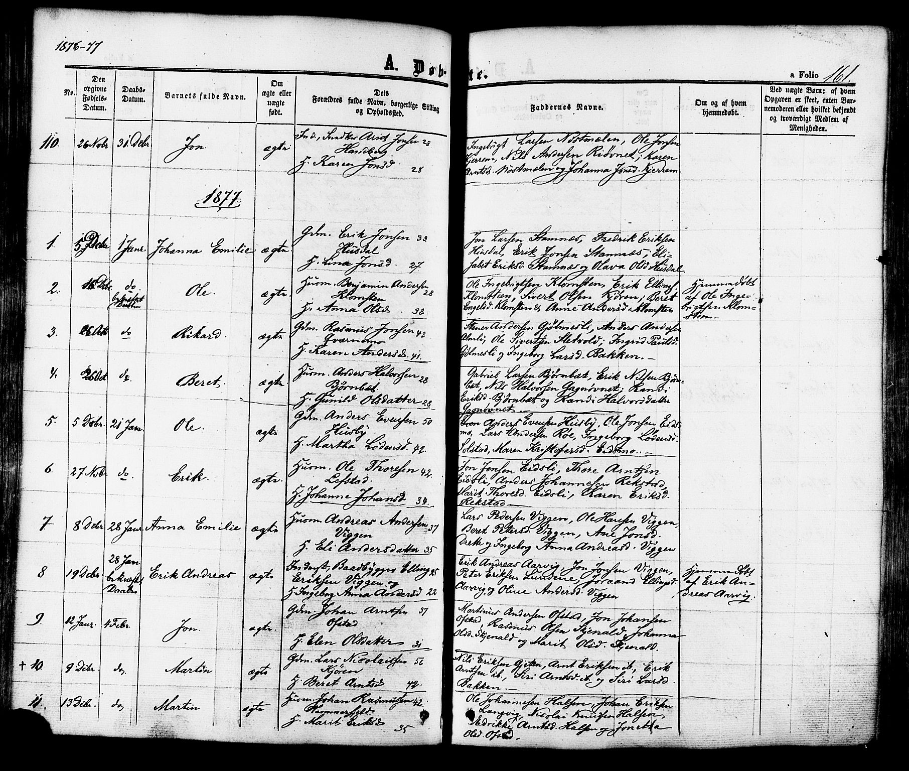 Ministerialprotokoller, klokkerbøker og fødselsregistre - Sør-Trøndelag, SAT/A-1456/665/L0772: Parish register (official) no. 665A07, 1856-1878, p. 161