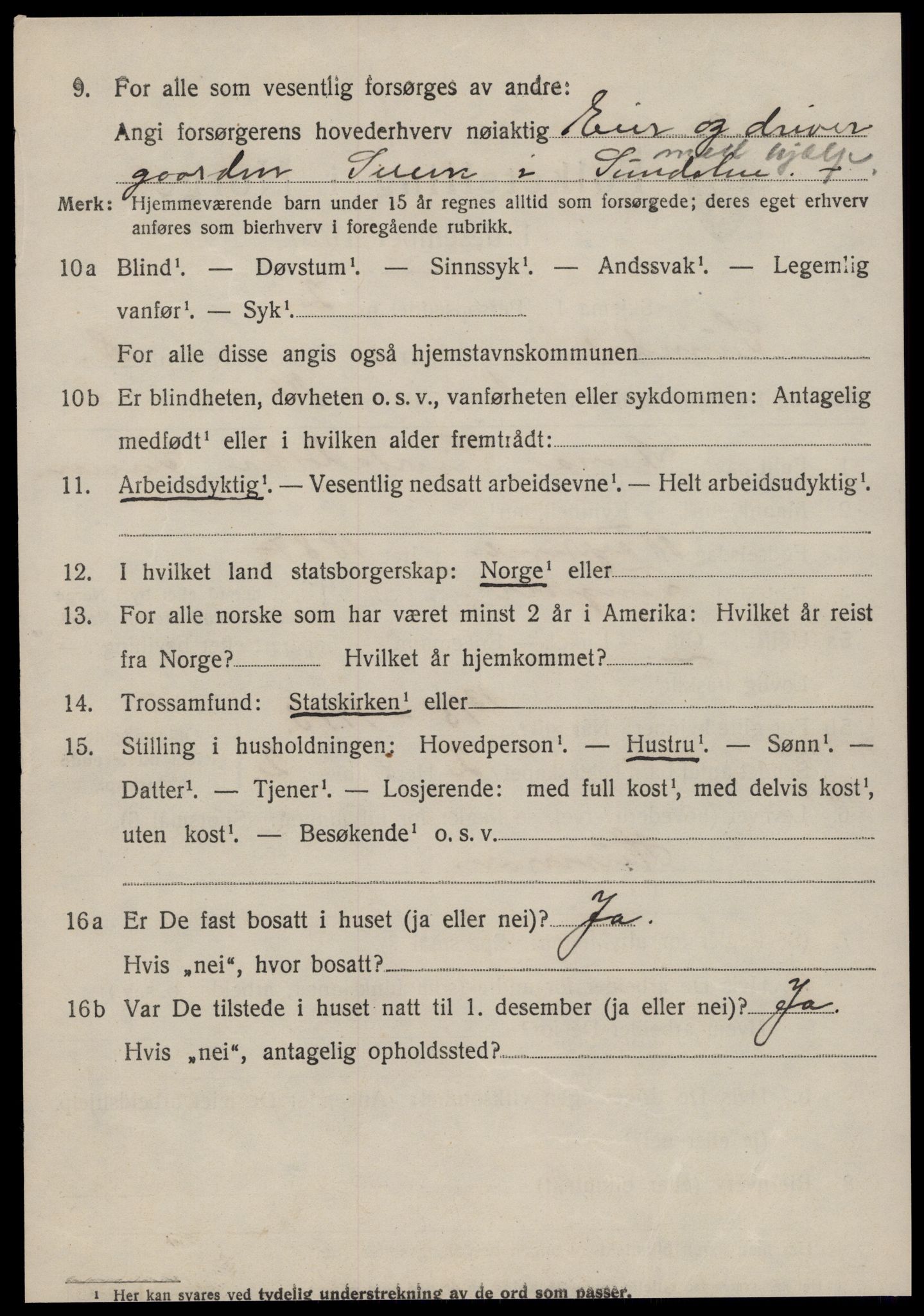 SAT, 1920 census for Sunndal, 1920, p. 4325