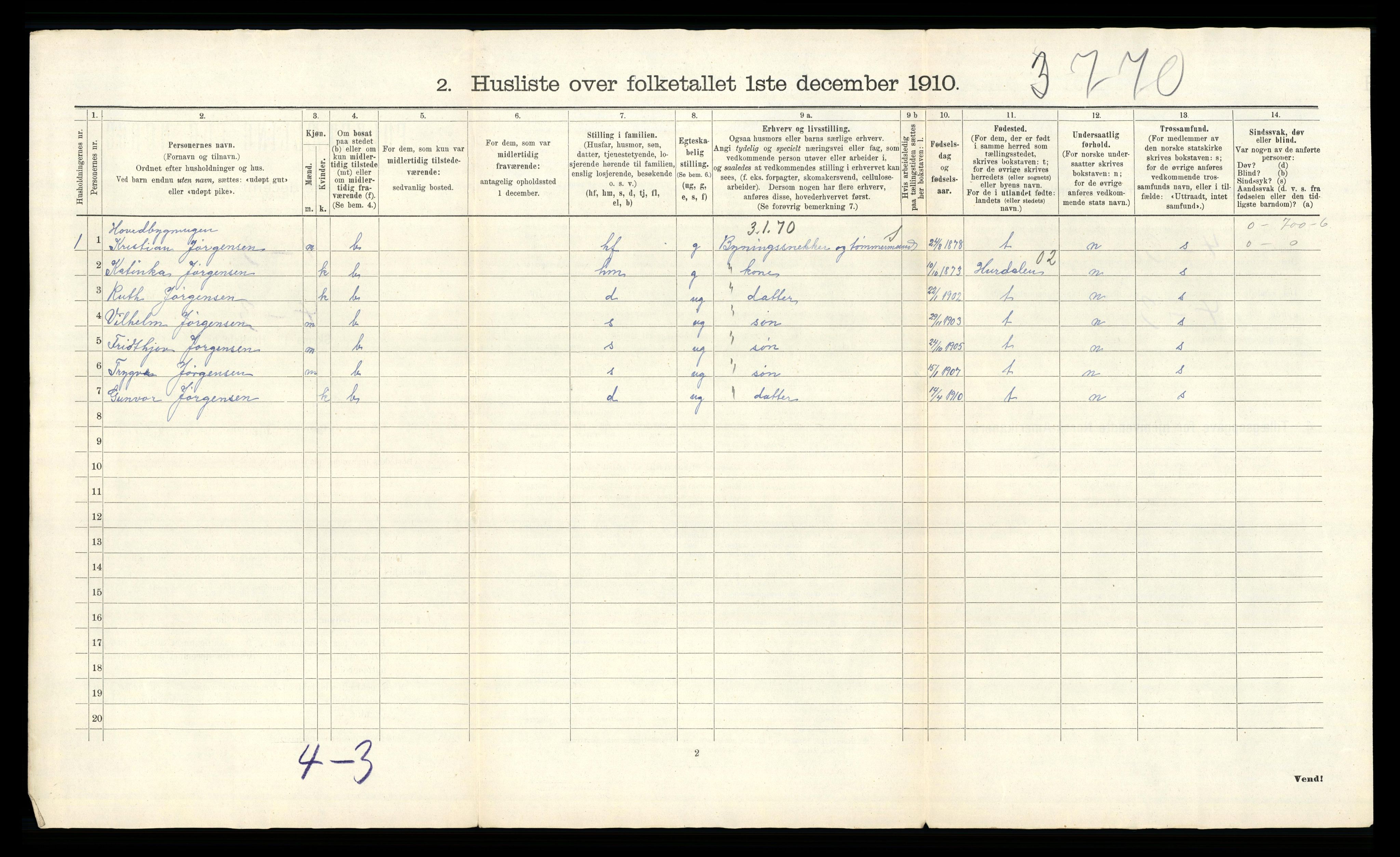 RA, 1910 census for Borre, 1910, p. 44