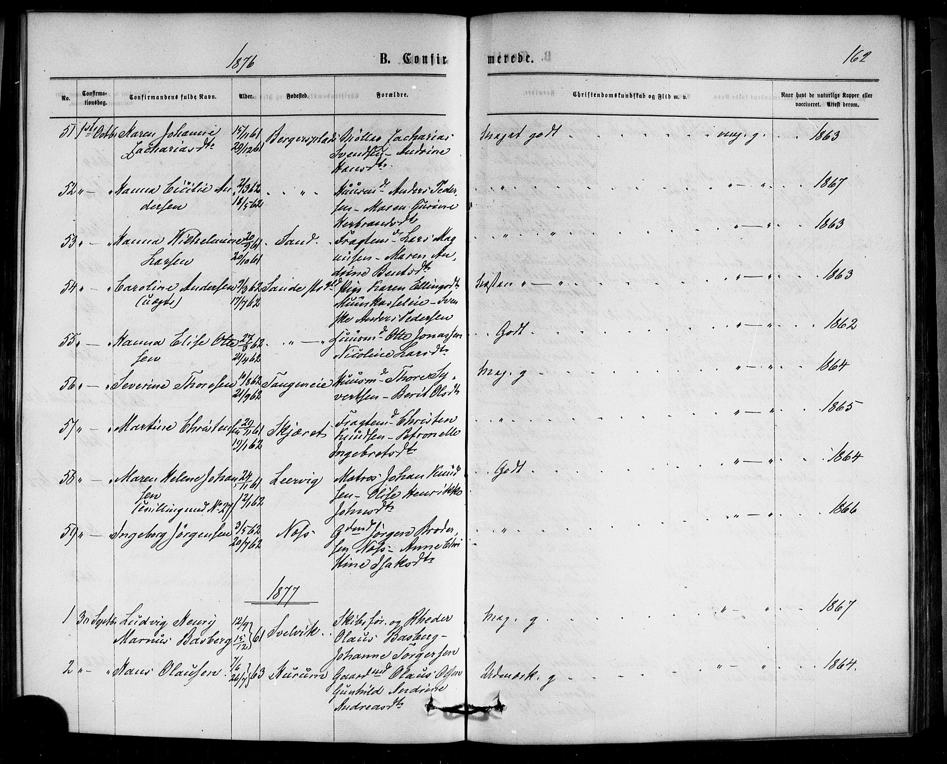 Strømm kirkebøker, SAKO/A-322/F/Fa/L0002: Parish register (official) no. I 2, 1870-1877, p. 162