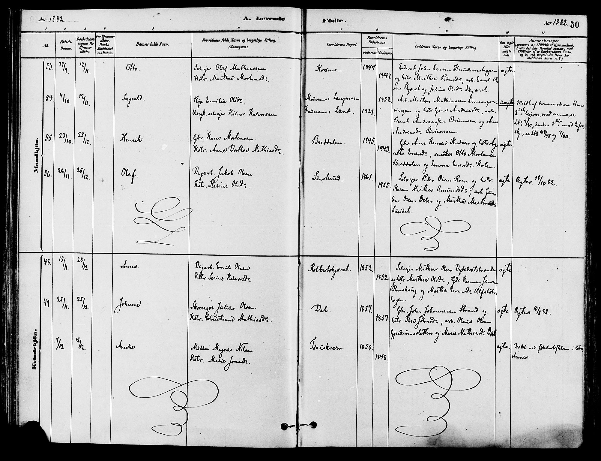 Våler prestekontor, Hedmark, AV/SAH-PREST-040/H/Ha/Haa/L0002: Parish register (official) no. 3, 1879-1911, p. 50