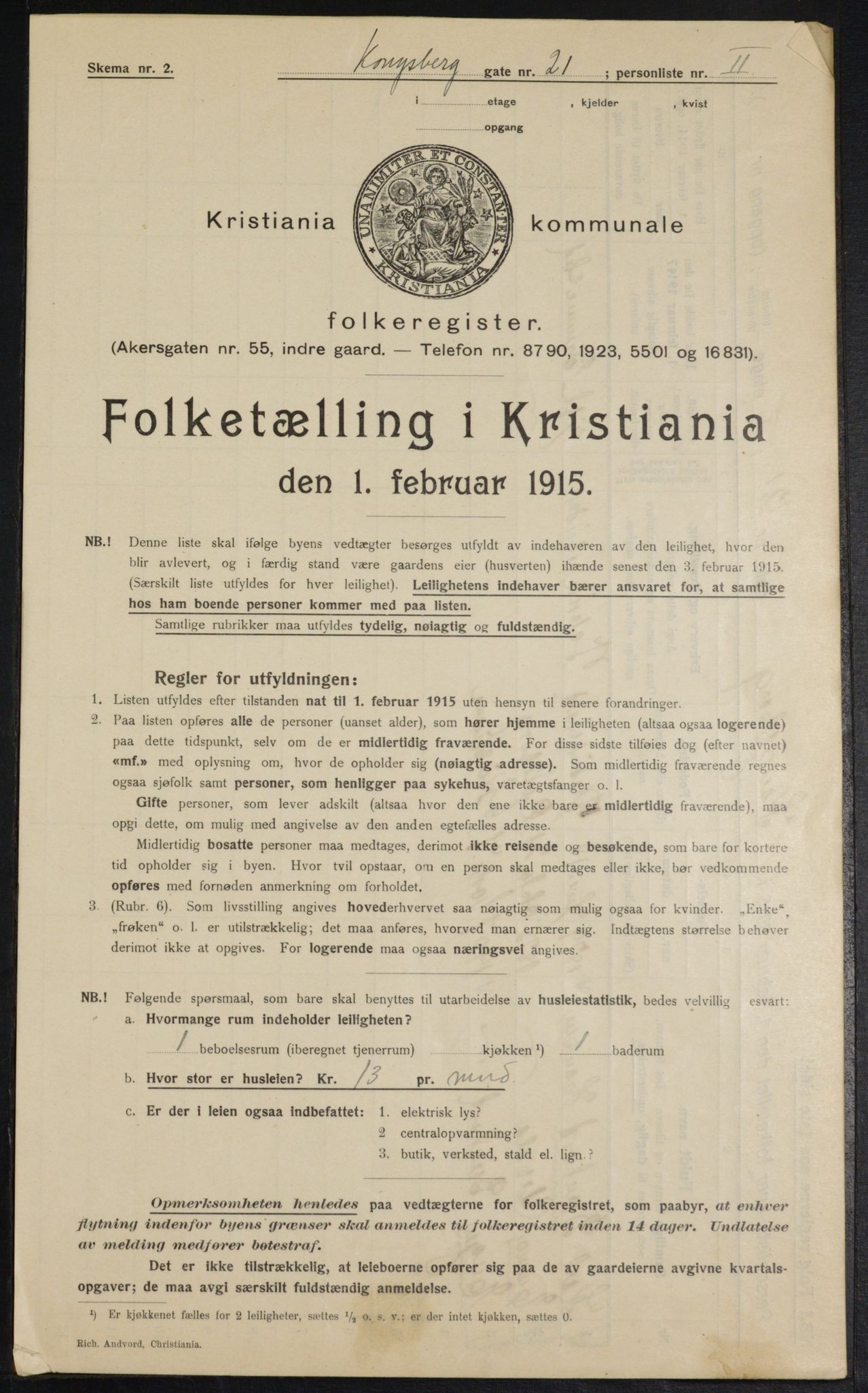 OBA, Municipal Census 1915 for Kristiania, 1915, p. 52496