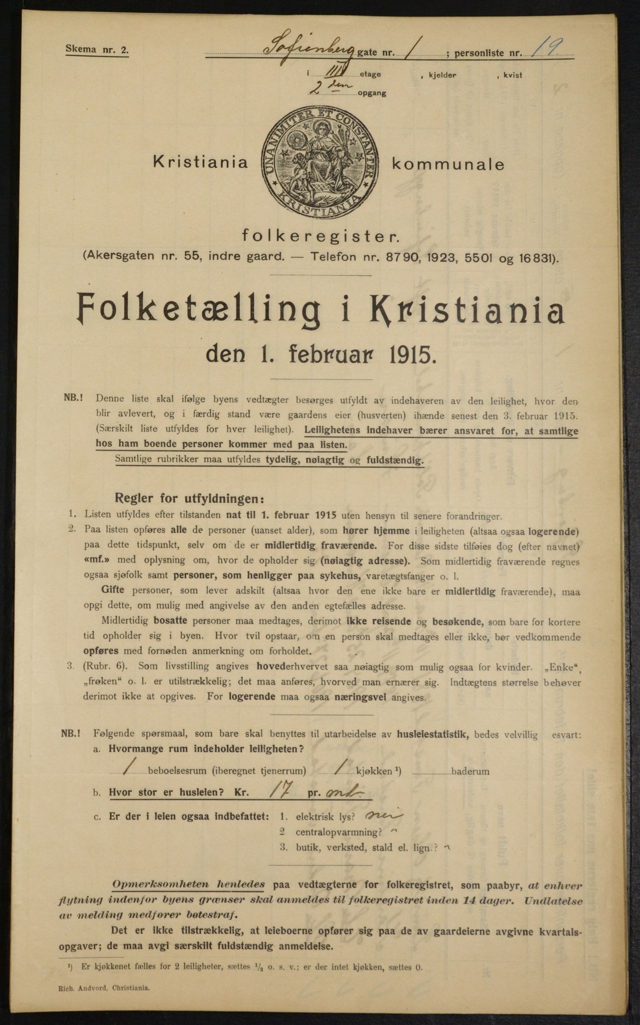 OBA, Municipal Census 1915 for Kristiania, 1915, p. 97998