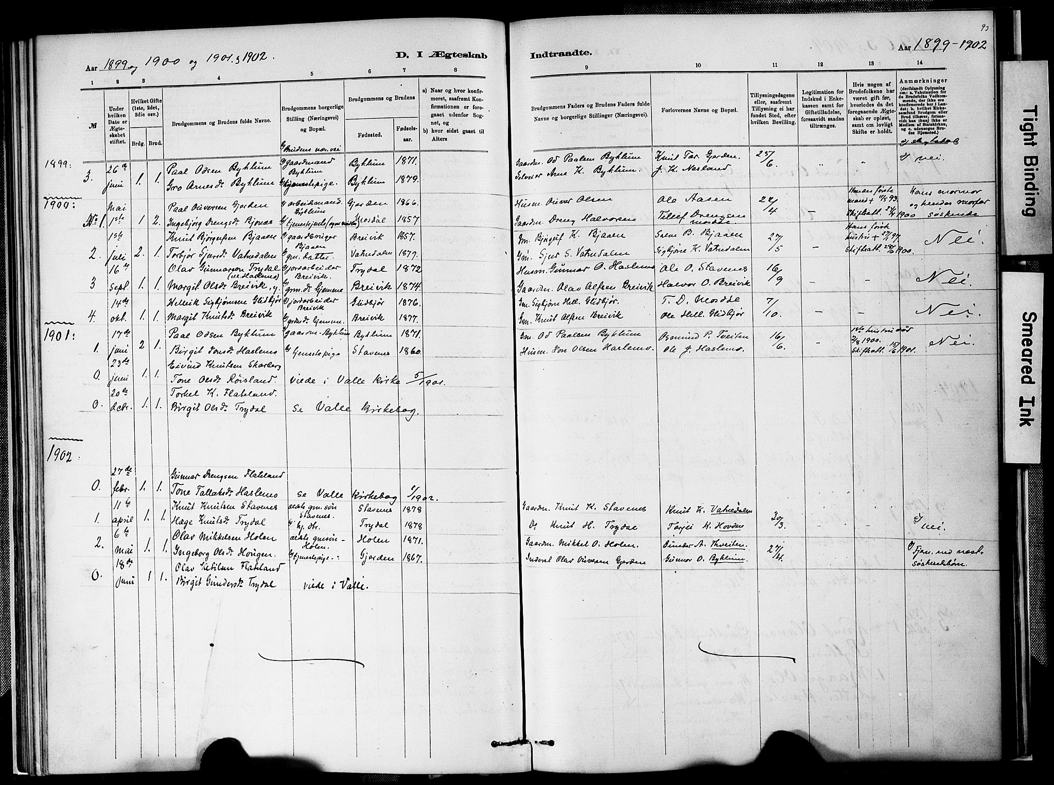 Valle sokneprestkontor, SAK/1111-0044/F/Fa/Faa/L0001: Parish register (official) no. A 1, 1882-1907, p. 93