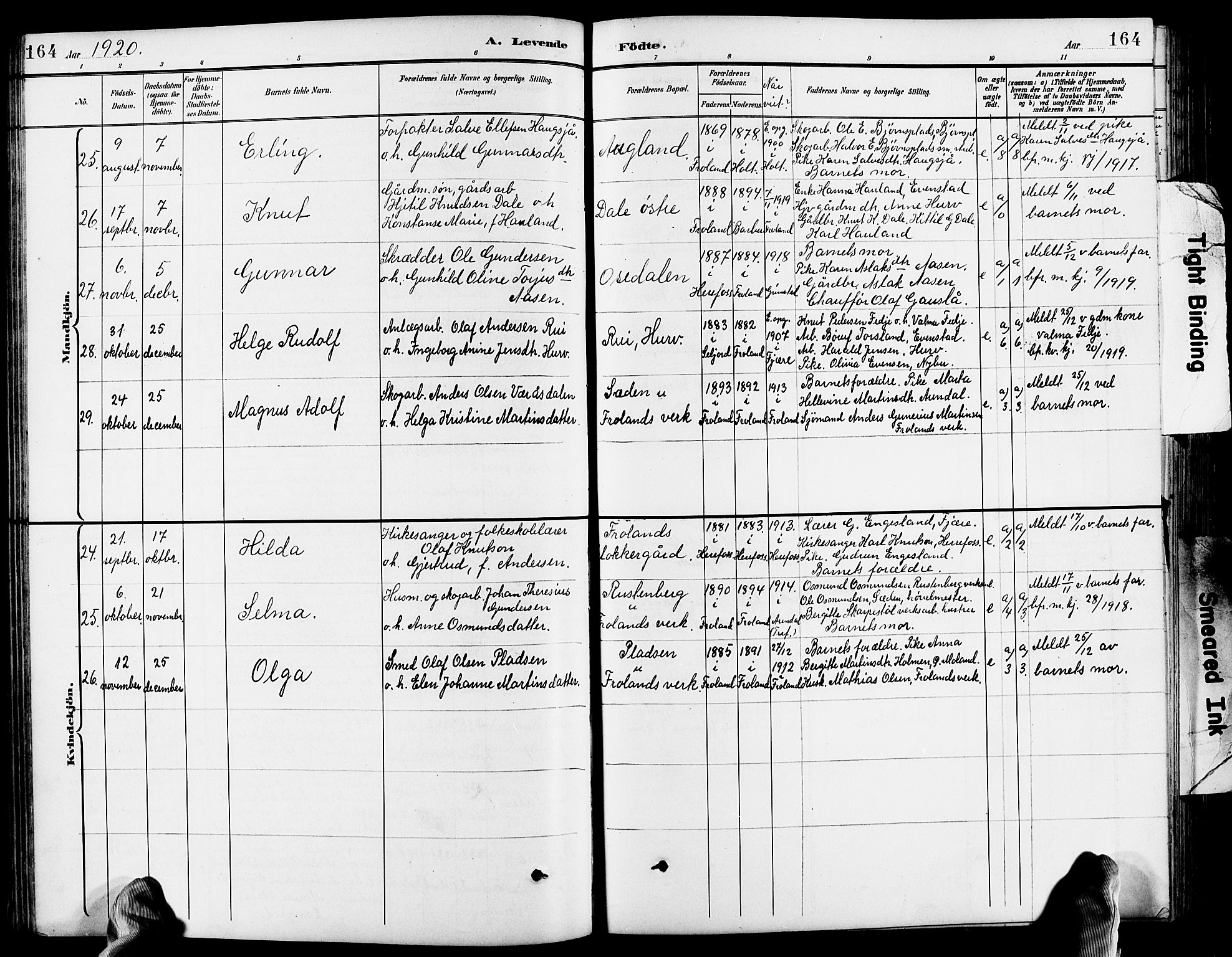 Froland sokneprestkontor, SAK/1111-0013/F/Fb/L0010: Parish register (copy) no. B 10, 1893-1920, p. 164
