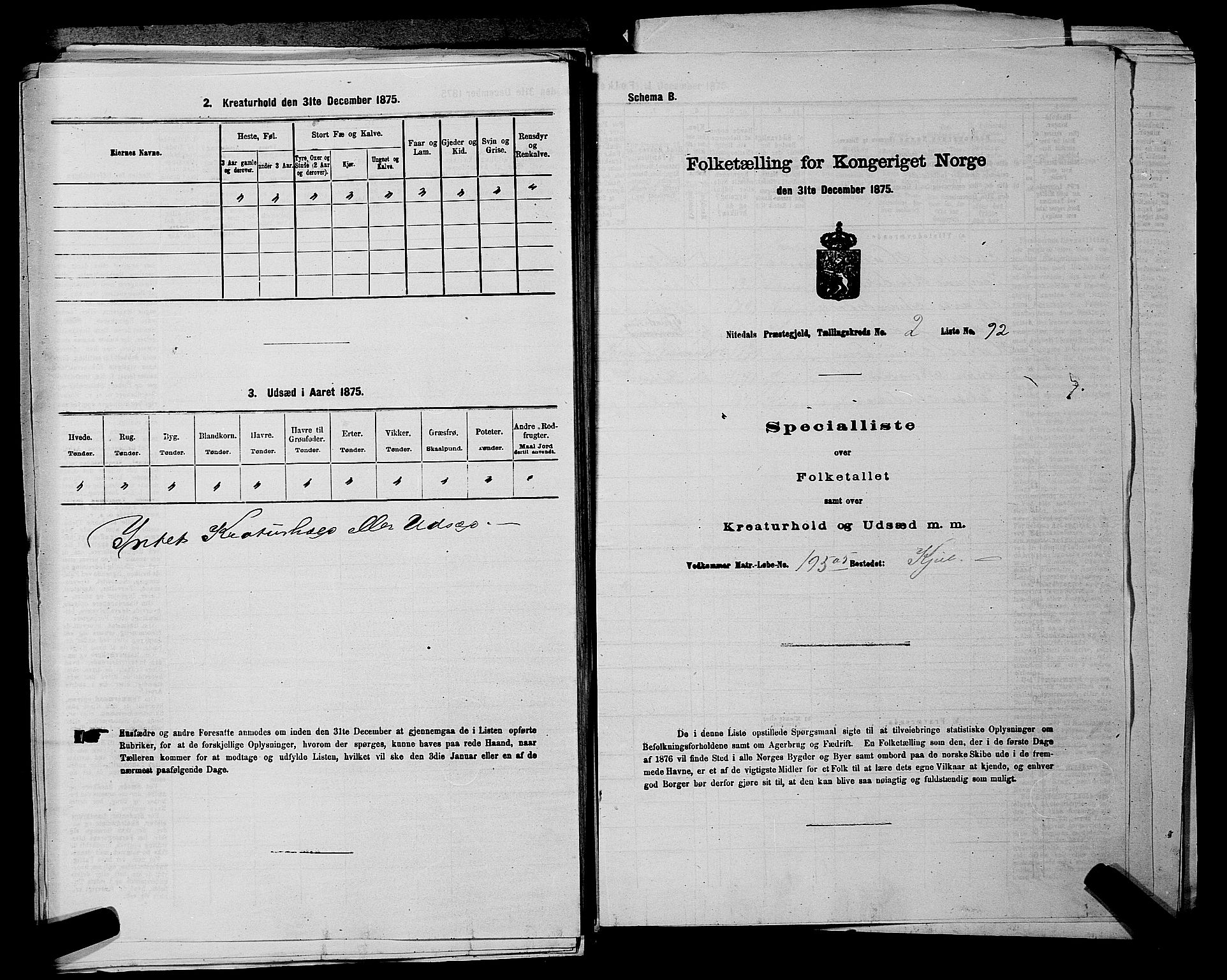 RA, 1875 census for 0233P Nittedal, 1875, p. 395