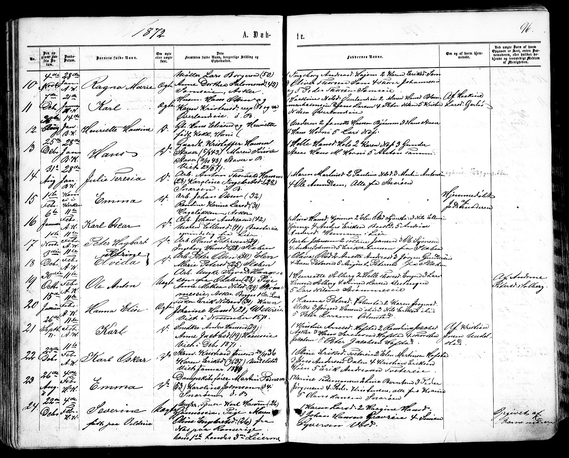 Asker prestekontor Kirkebøker, SAO/A-10256a/F/Fa/L0008: Parish register (official) no. I 8, 1865-1878, p. 96