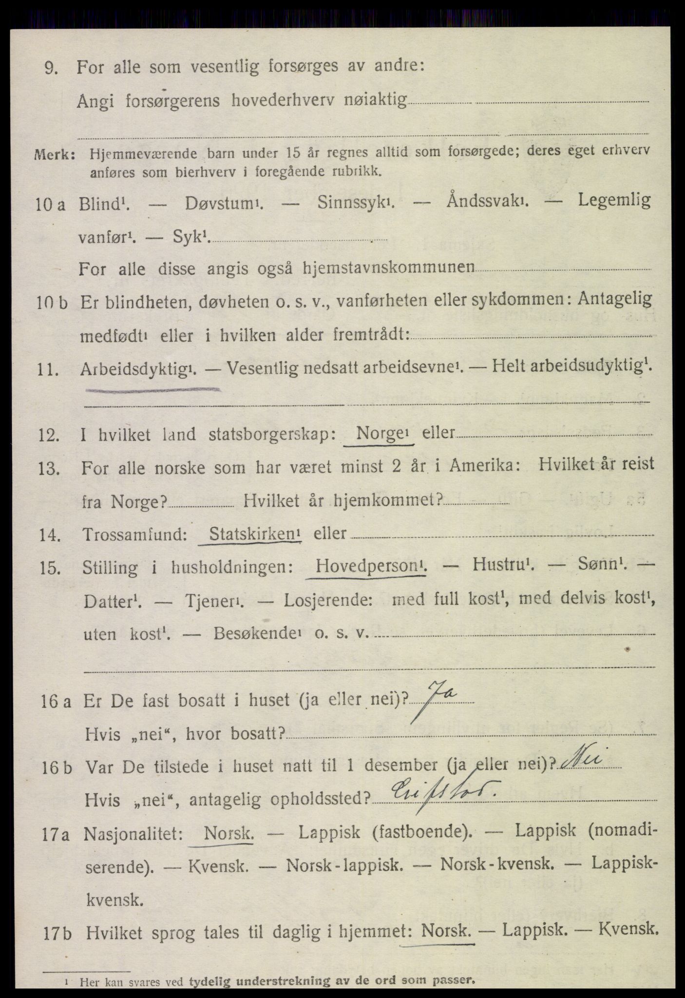 SAT, 1920 census for Snåsa, 1920, p. 4909