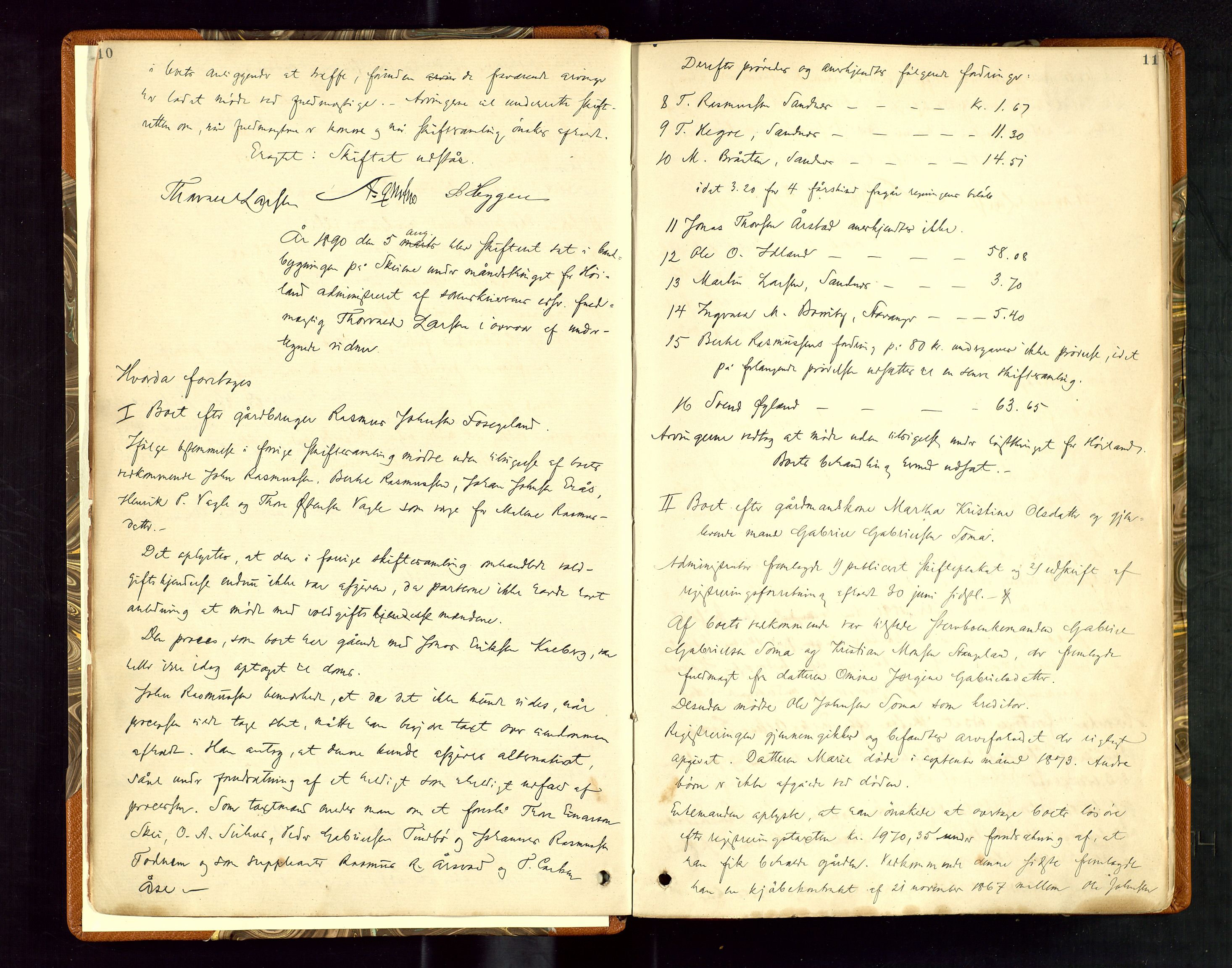 Jæren sorenskriveri, AV/SAST-A-100310/01/5/50/50BA/L0004: SKIFTEFORHANDLINGSPROTOKOLL, 1890-1894, p. 10-11