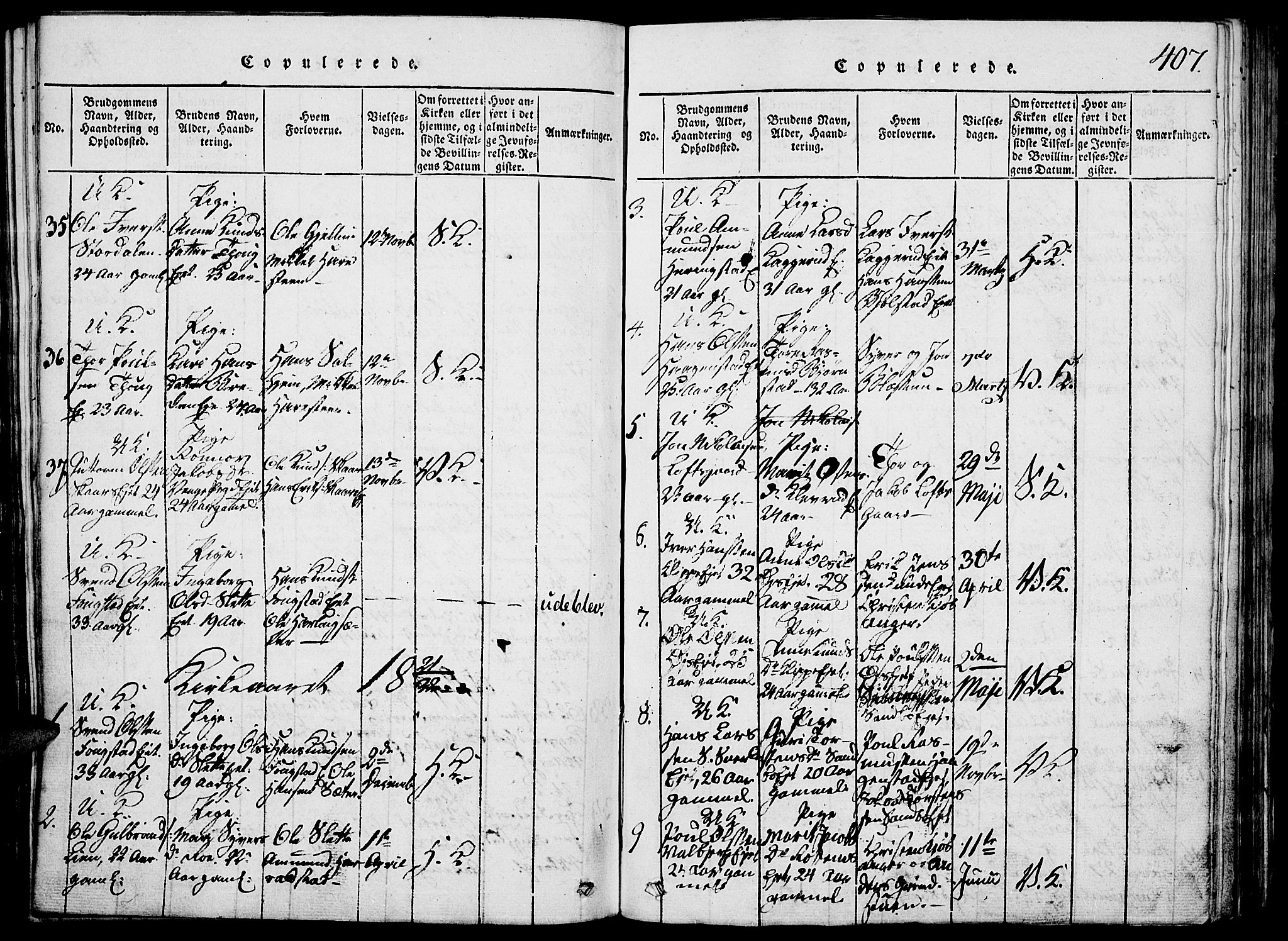 Vågå prestekontor, SAH/PREST-076/H/Ha/Hab/L0001: Parish register (copy) no. 1, 1815-1827, p. 406-407