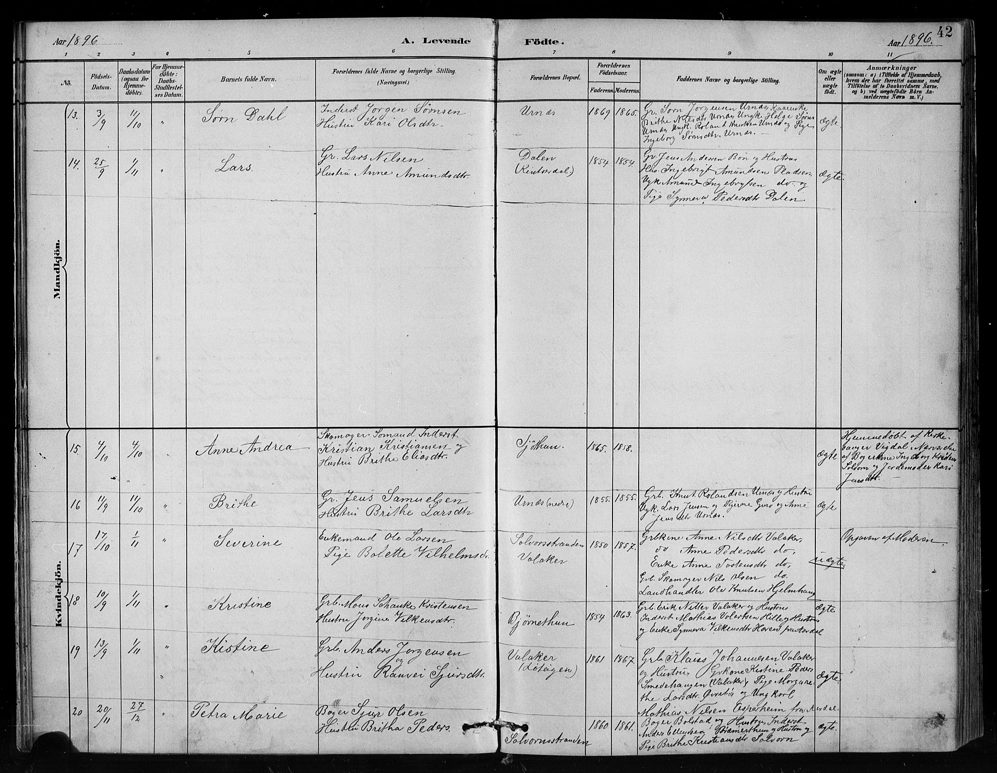 Hafslo sokneprestembete, SAB/A-80301/H/Hab/Habc/L0001: Parish register (copy) no. C 1, 1882-1908, p. 42